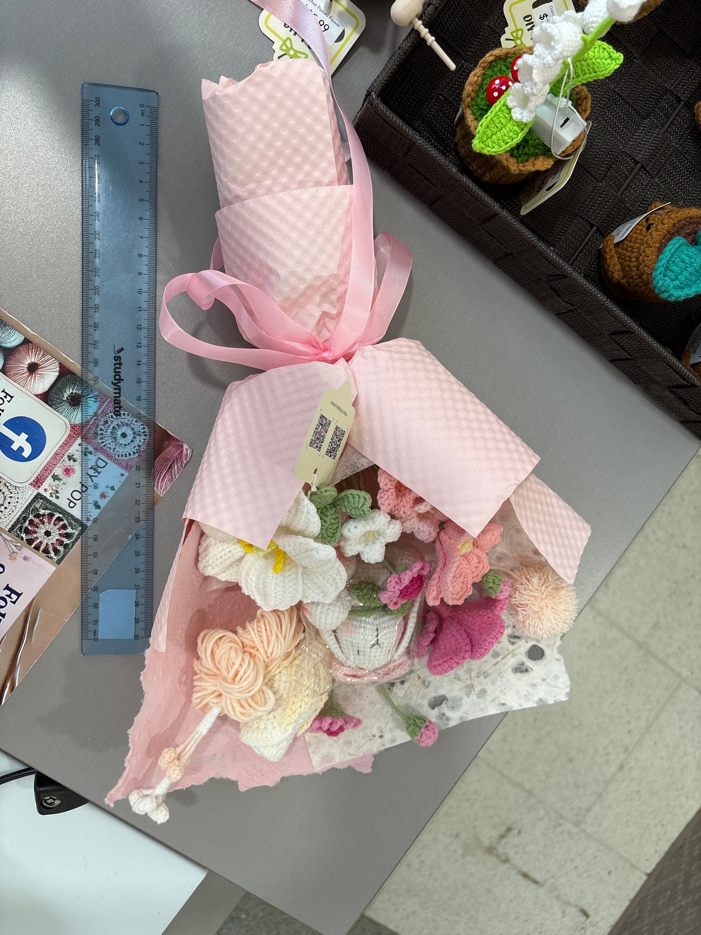 handmade crochet bunny bouquet