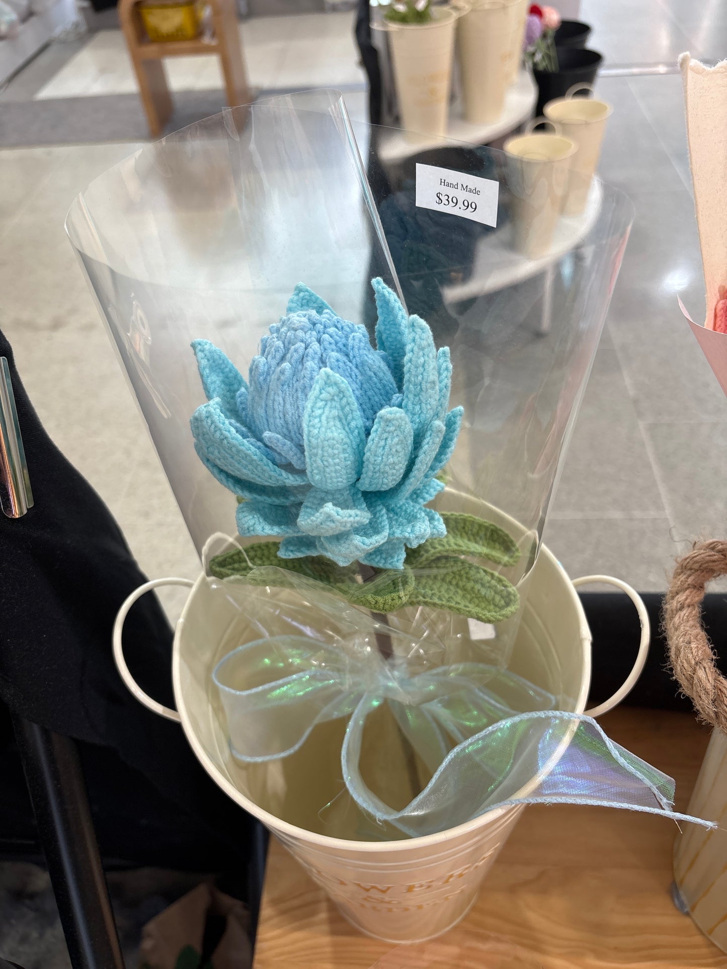 handmade crochet Protea King flower