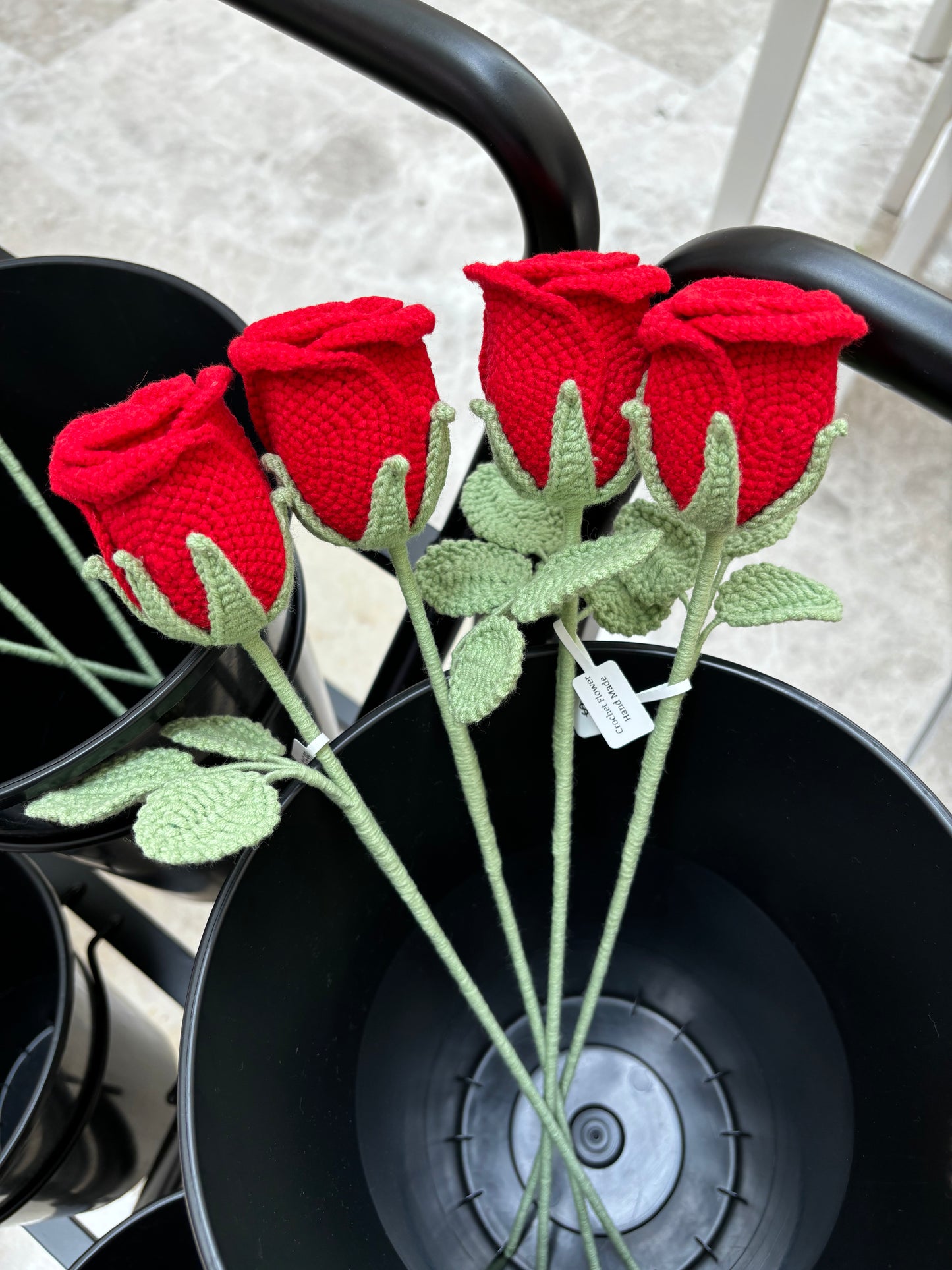 Hand-Crocheted Long-Stem Rose