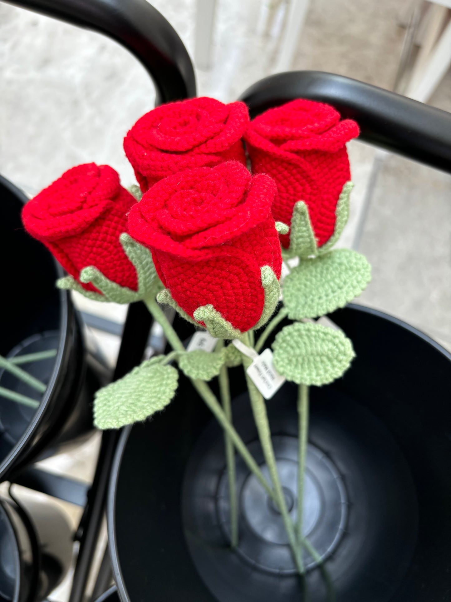 Hand-Crocheted Long-Stem Rose