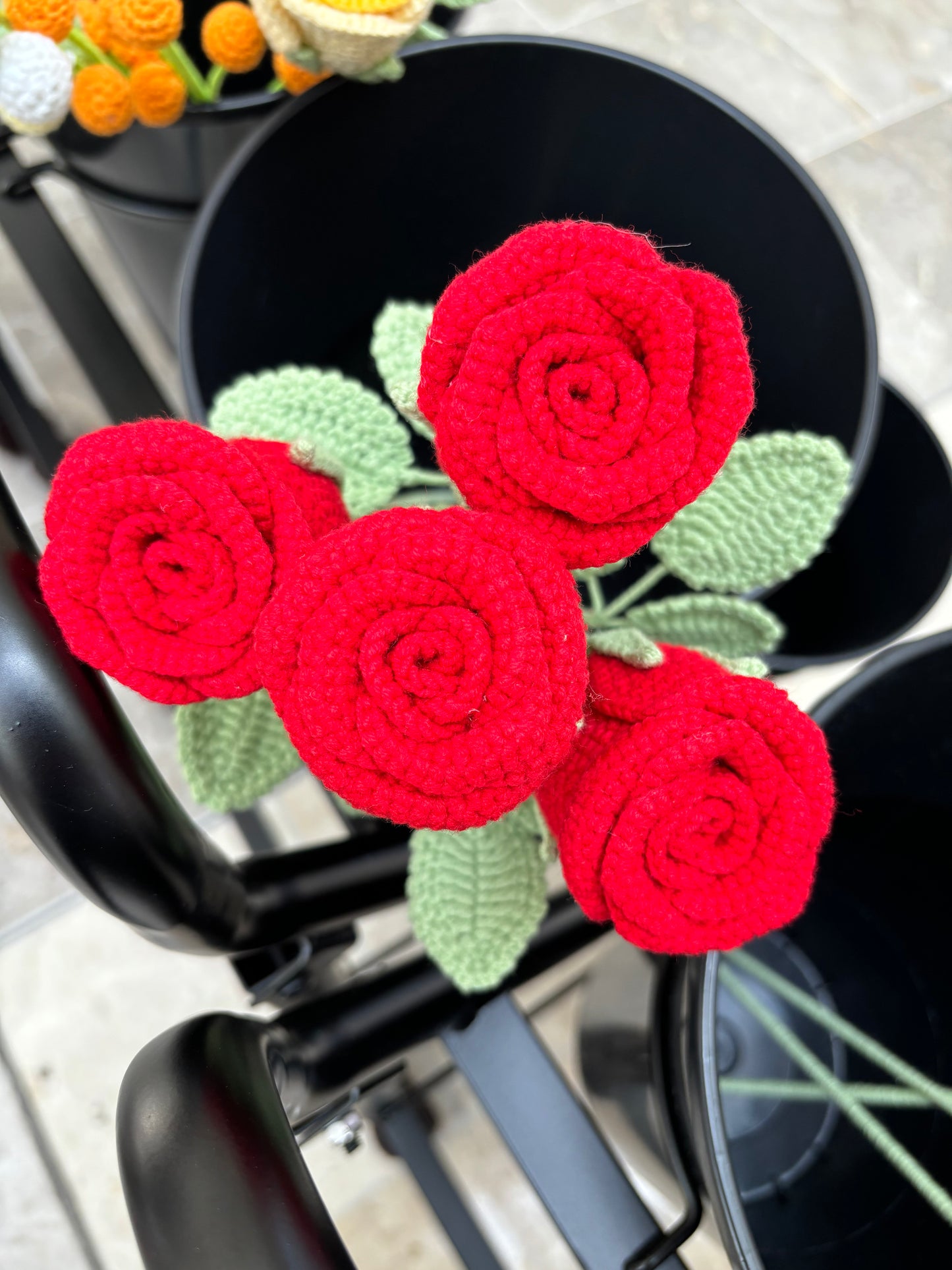 Hand-Crocheted Long-Stem Rose