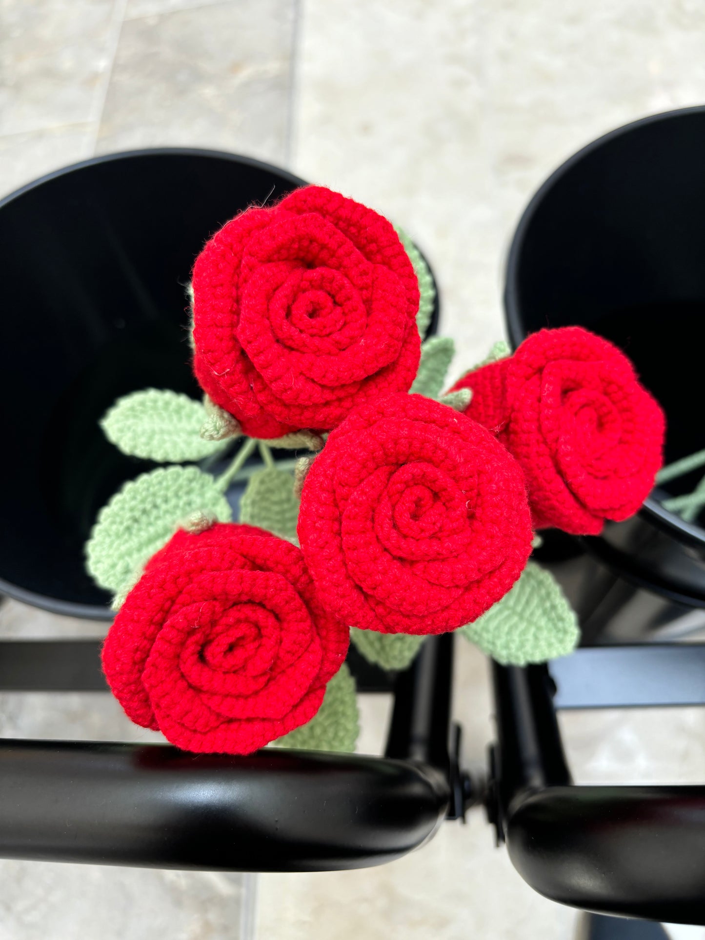 Hand-Crocheted Long-Stem Rose