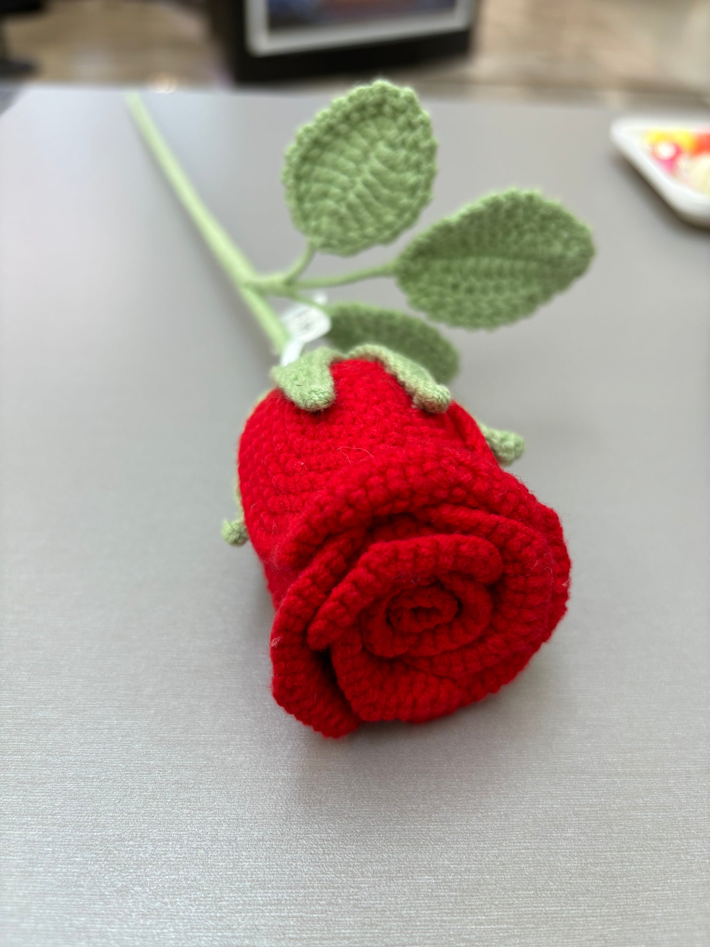 Hand-Crocheted Long-Stem Rose