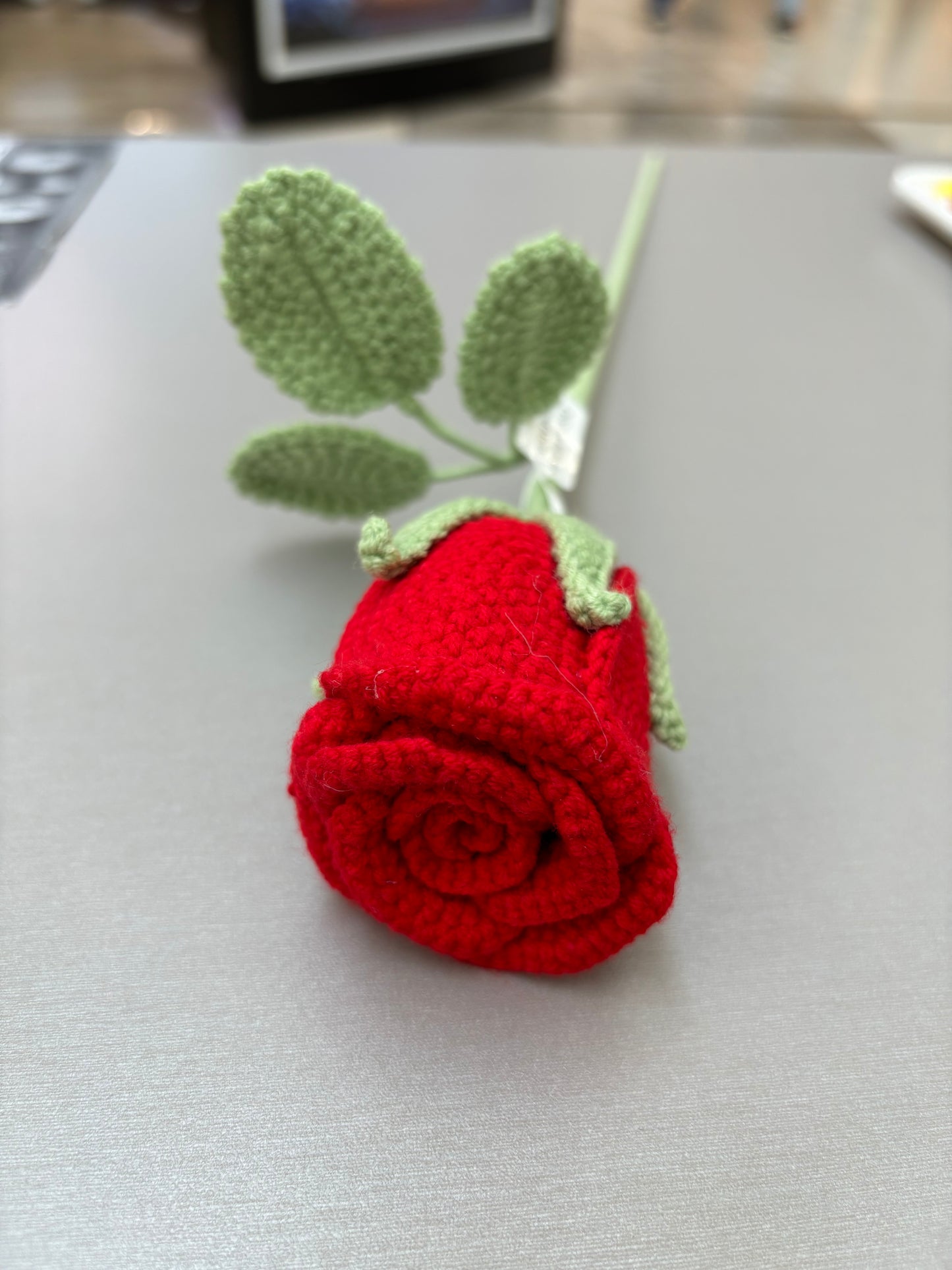 Hand-Crocheted Long-Stem Rose