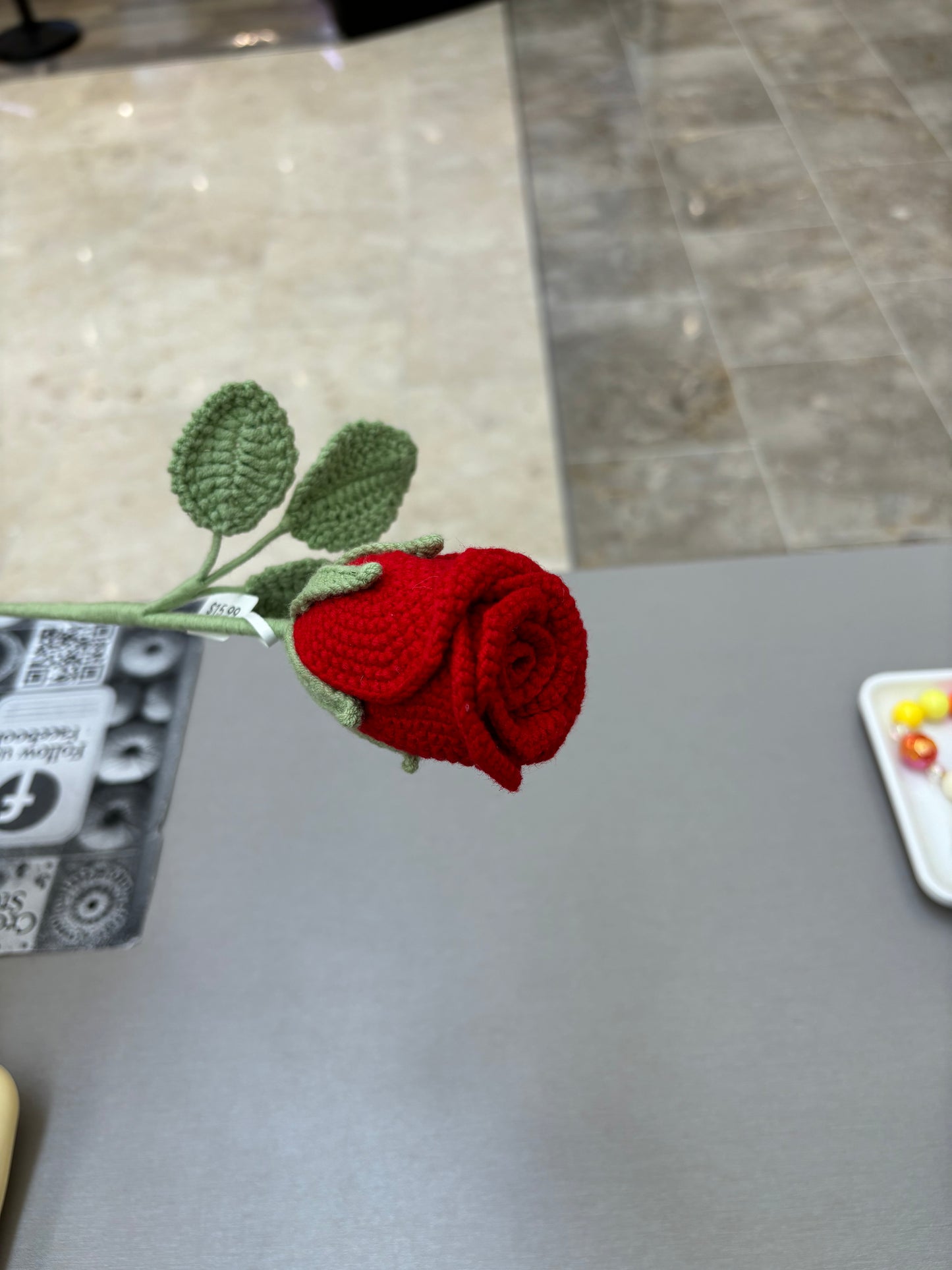 Hand-Crocheted Long-Stem Rose