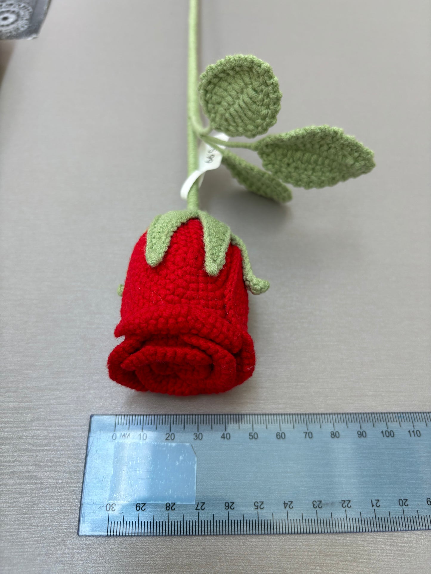 Hand-Crocheted Long-Stem Rose