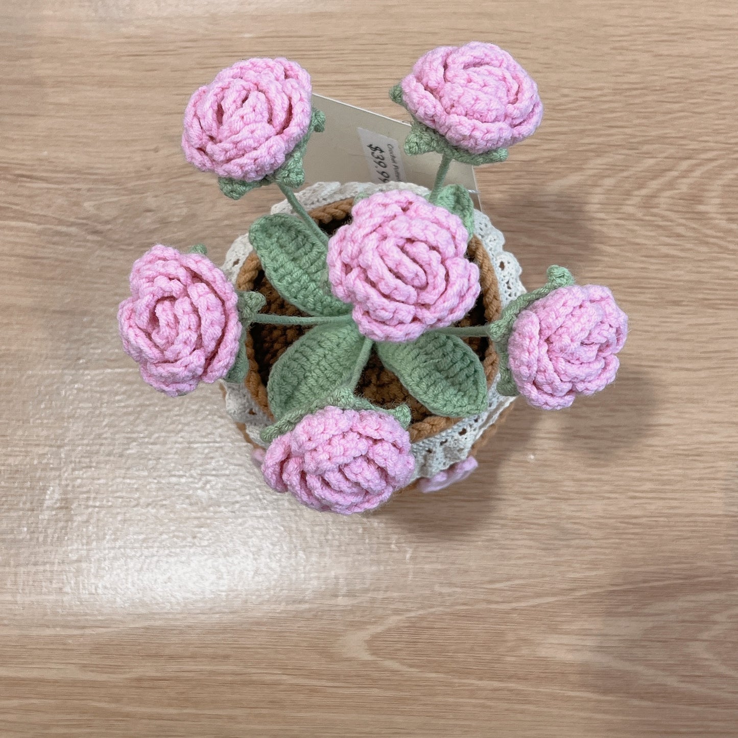 Handmade Crochet Rose Bouquet in Decorative Pot