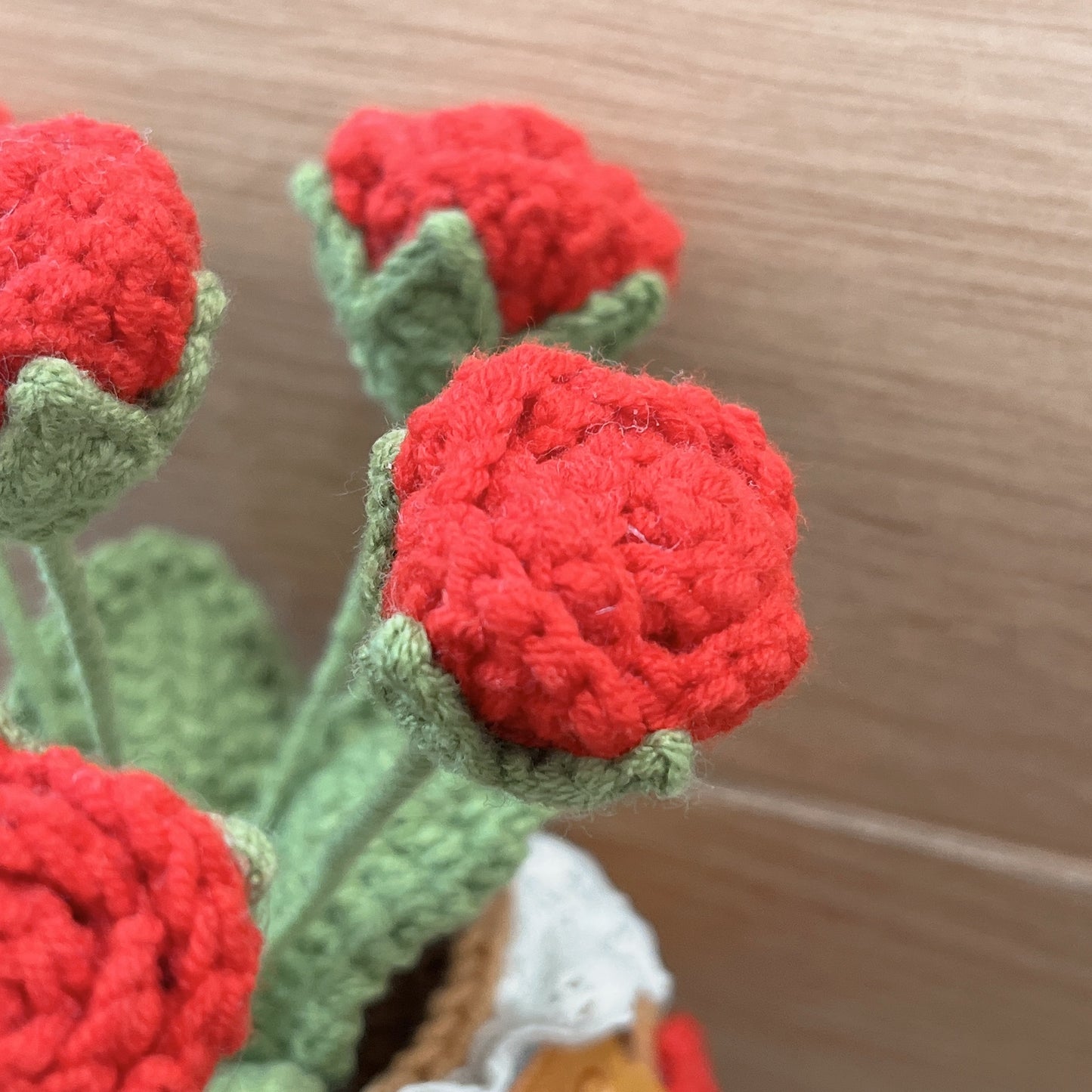 Handmade Crochet Rose Bouquet in Decorative Pot
