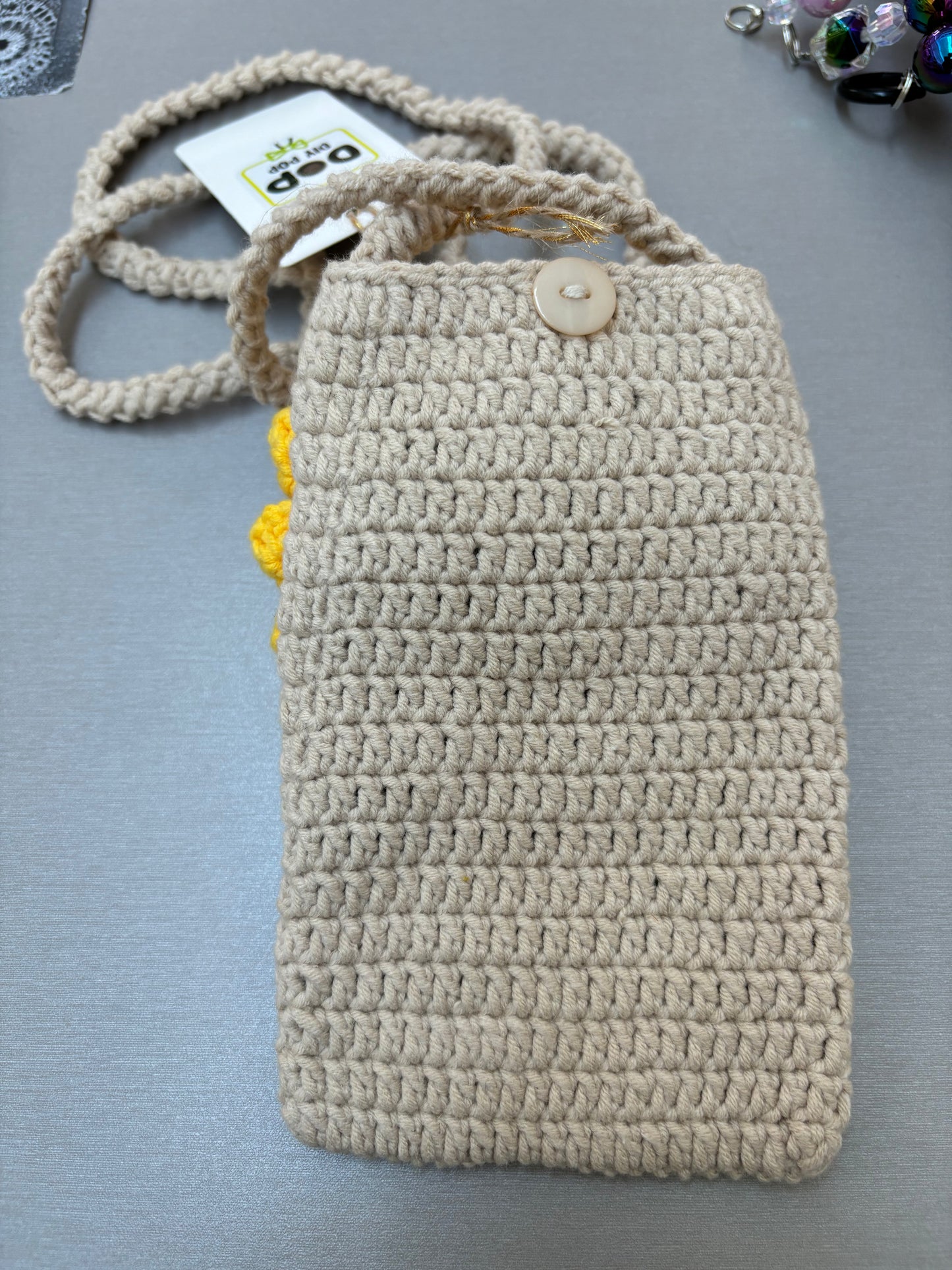 Hand-Crocheted Sunflower Crossbody Bag - Shoulder Purse