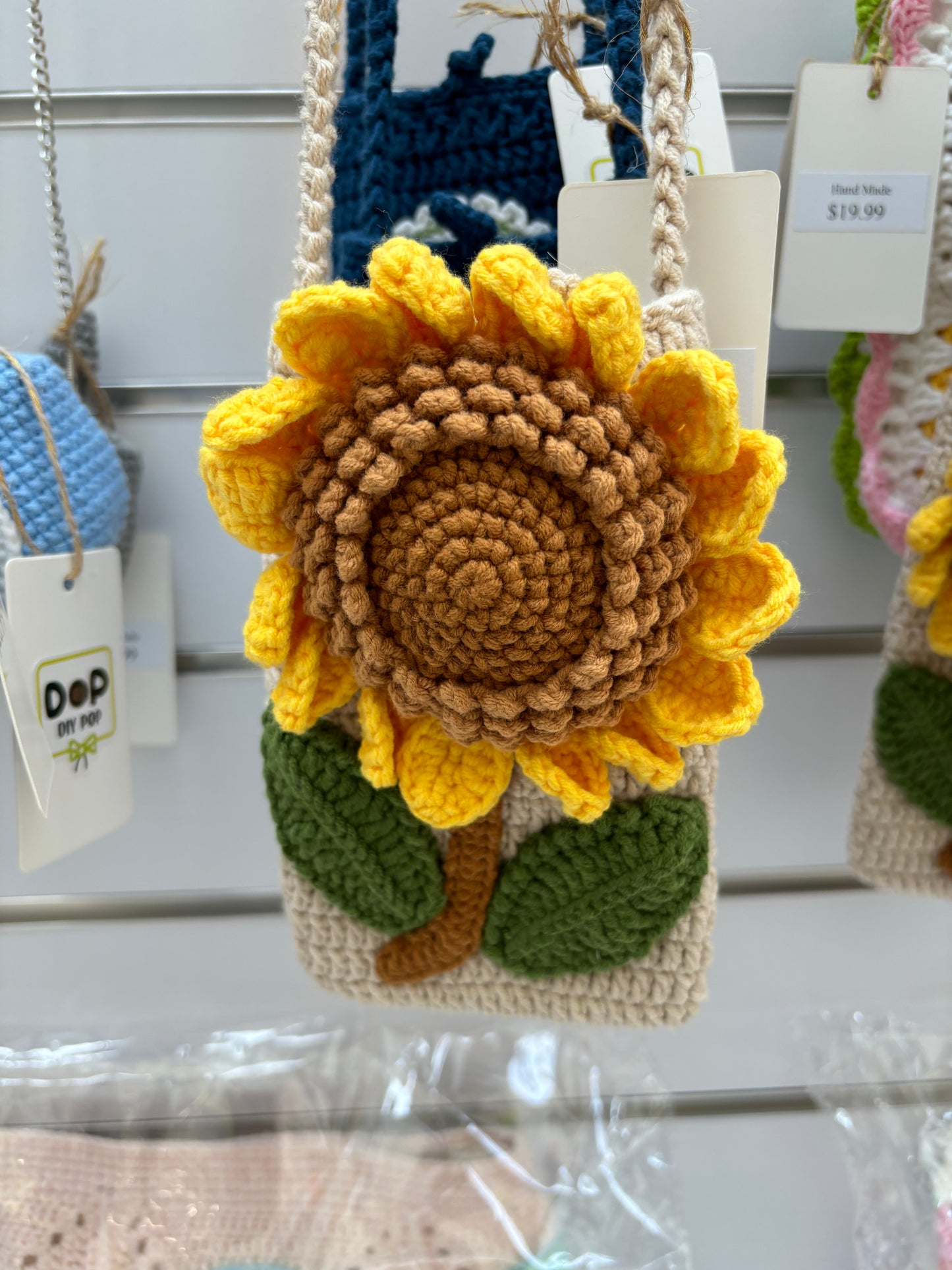 Hand-Crocheted Sunflower Crossbody Bag - Shoulder Purse