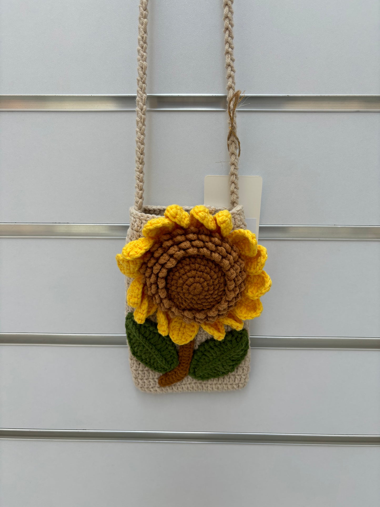 Hand-Crocheted Sunflower Crossbody Bag - Shoulder Purse