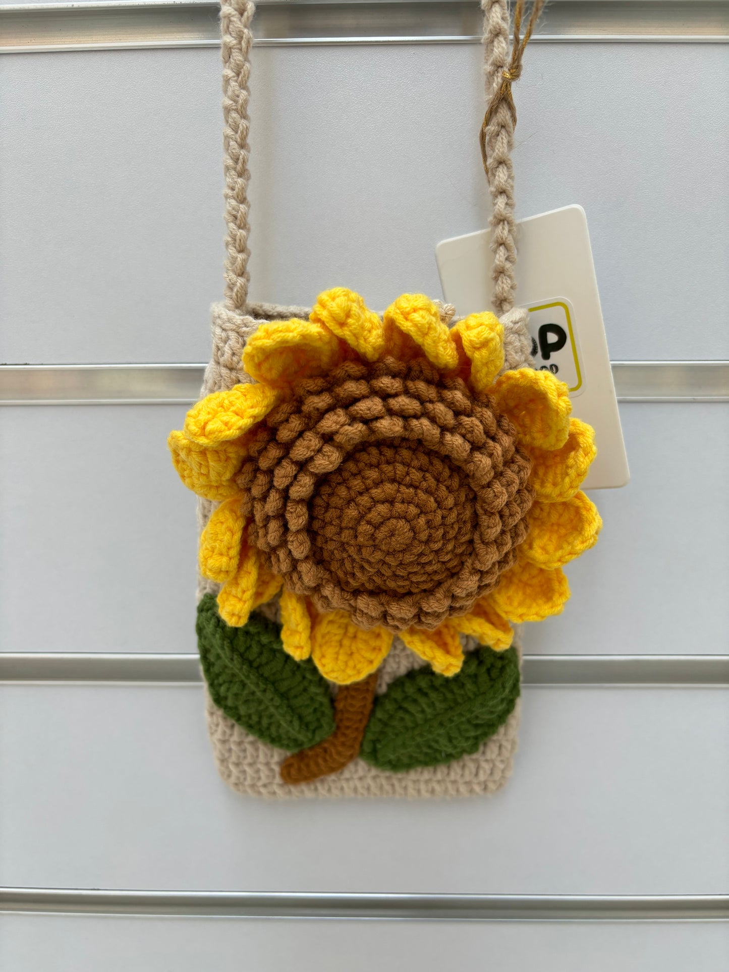 Hand-Crocheted Sunflower Crossbody Bag - Shoulder Purse