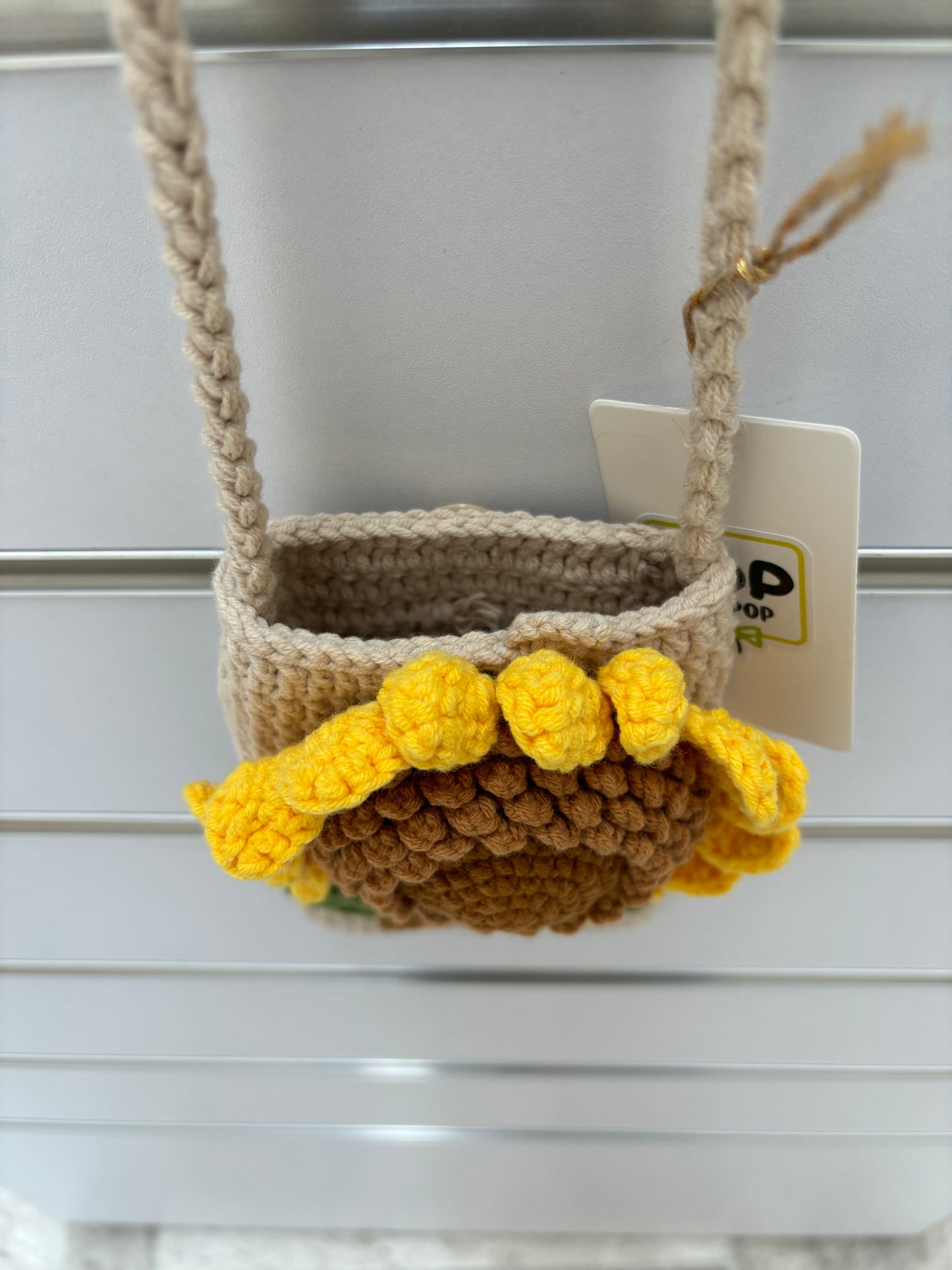 Hand-Crocheted Sunflower Crossbody Bag - Shoulder Purse