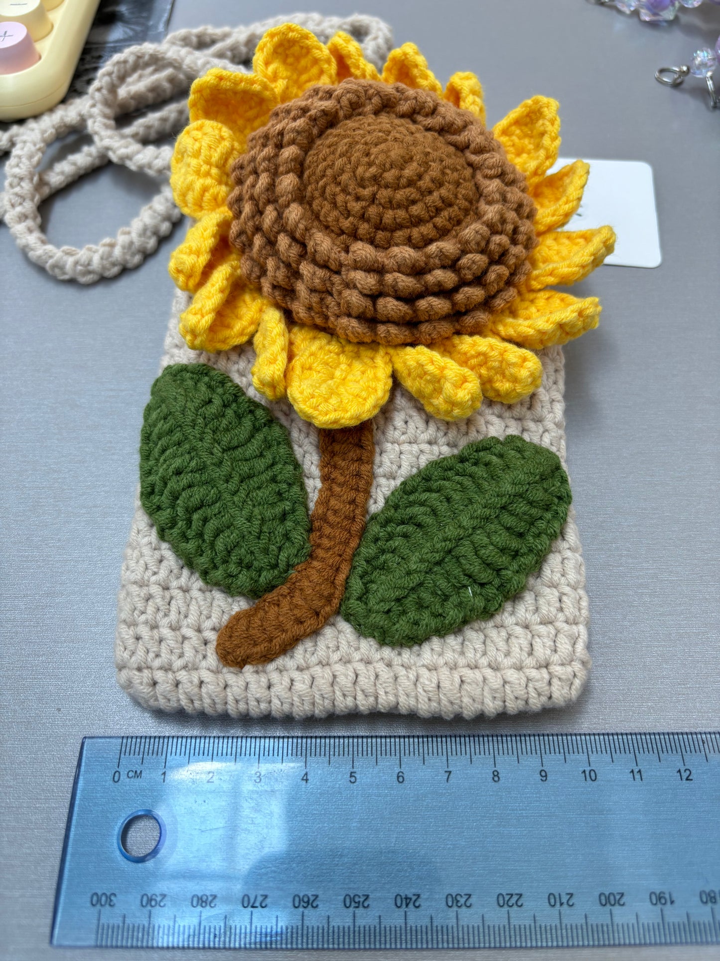 Hand-Crocheted Sunflower Crossbody Bag - Shoulder Purse