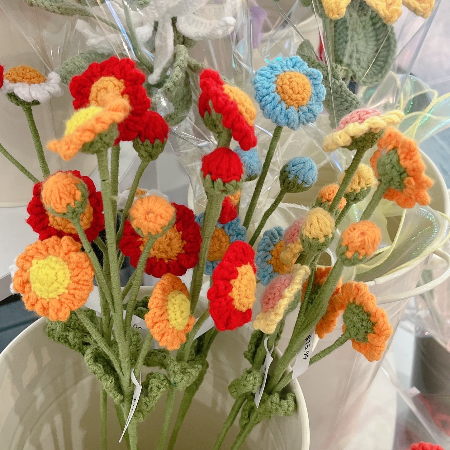 Handmade Crochet Daisy with Buds