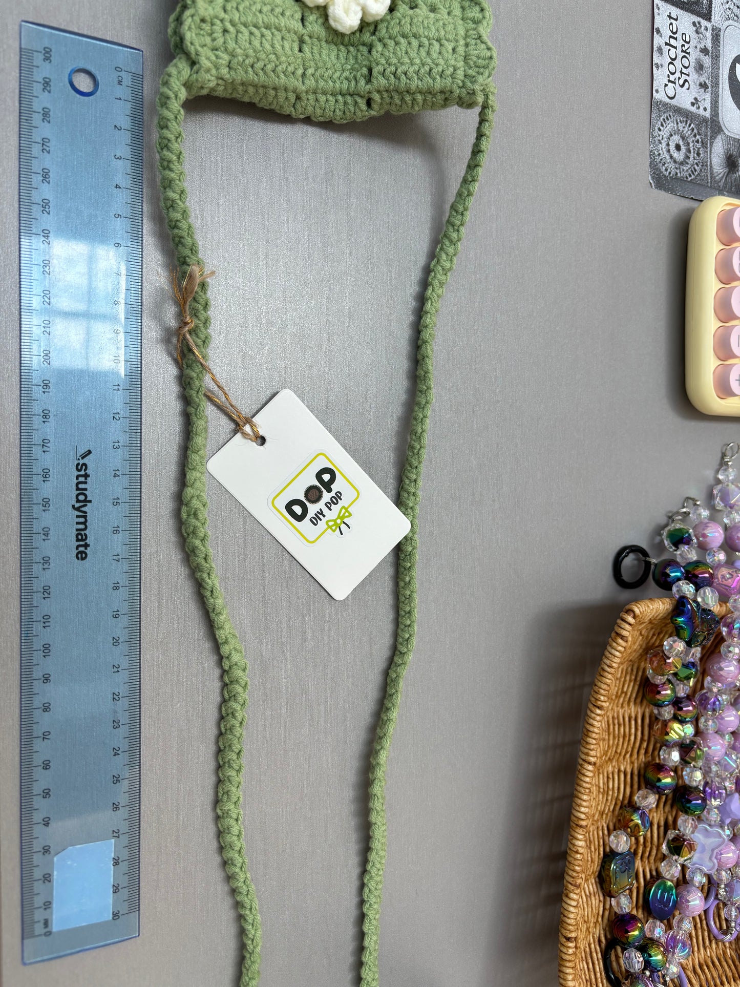 Hand-Crocheted Green Daisy Crossbody Bag - Shoulder Purse