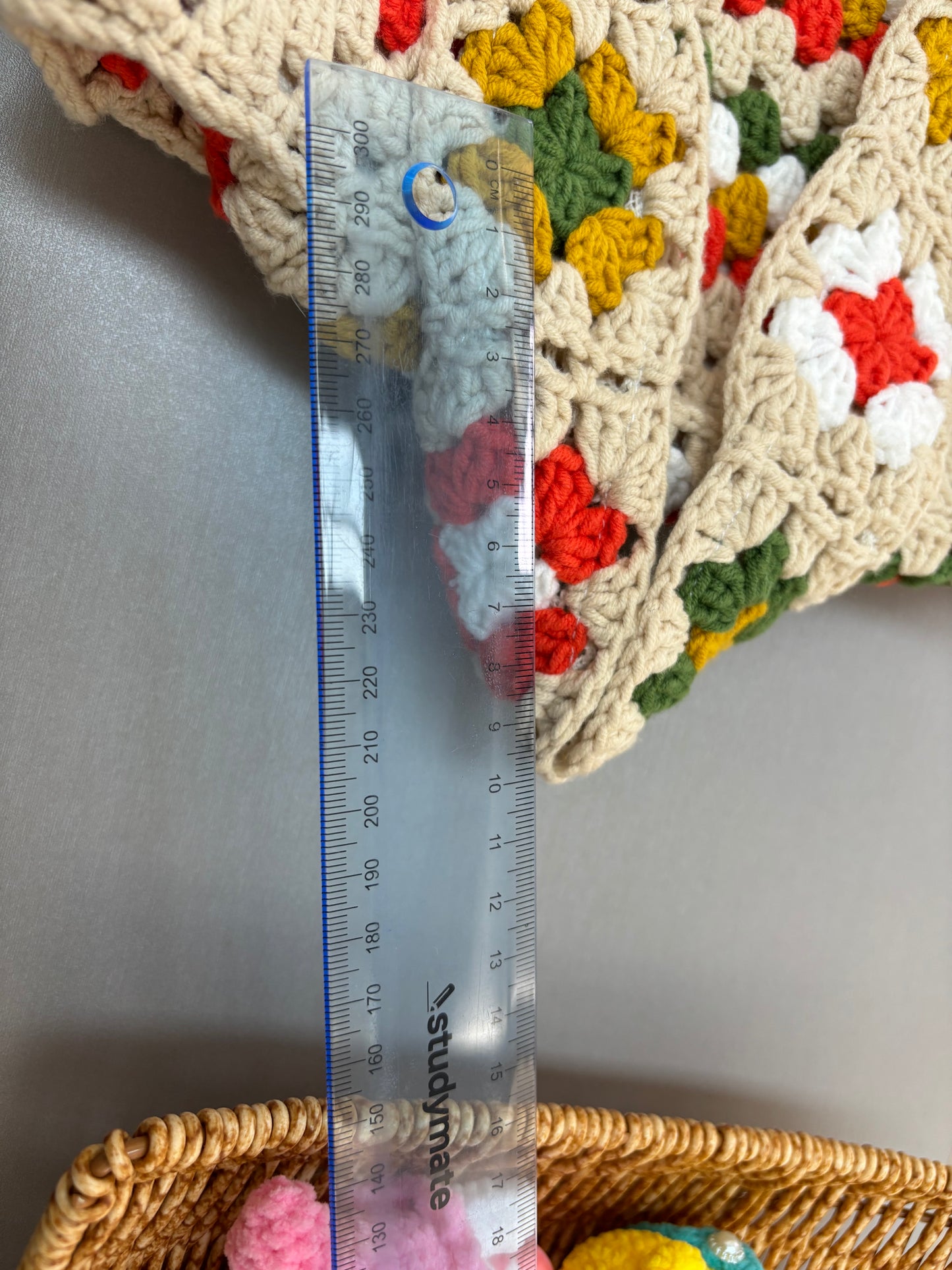Handmade Crochet Granny Square Shoulder Bag with Lining - Colorful Retro Design