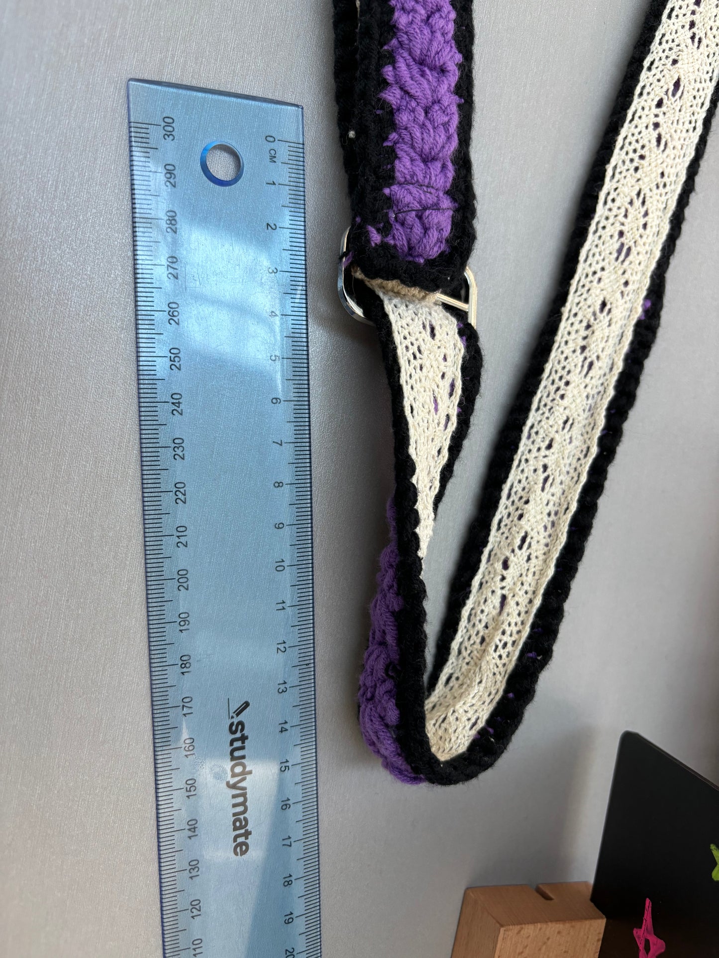 Handmade Crochet Rose Shoulder Bag in Black & Purple