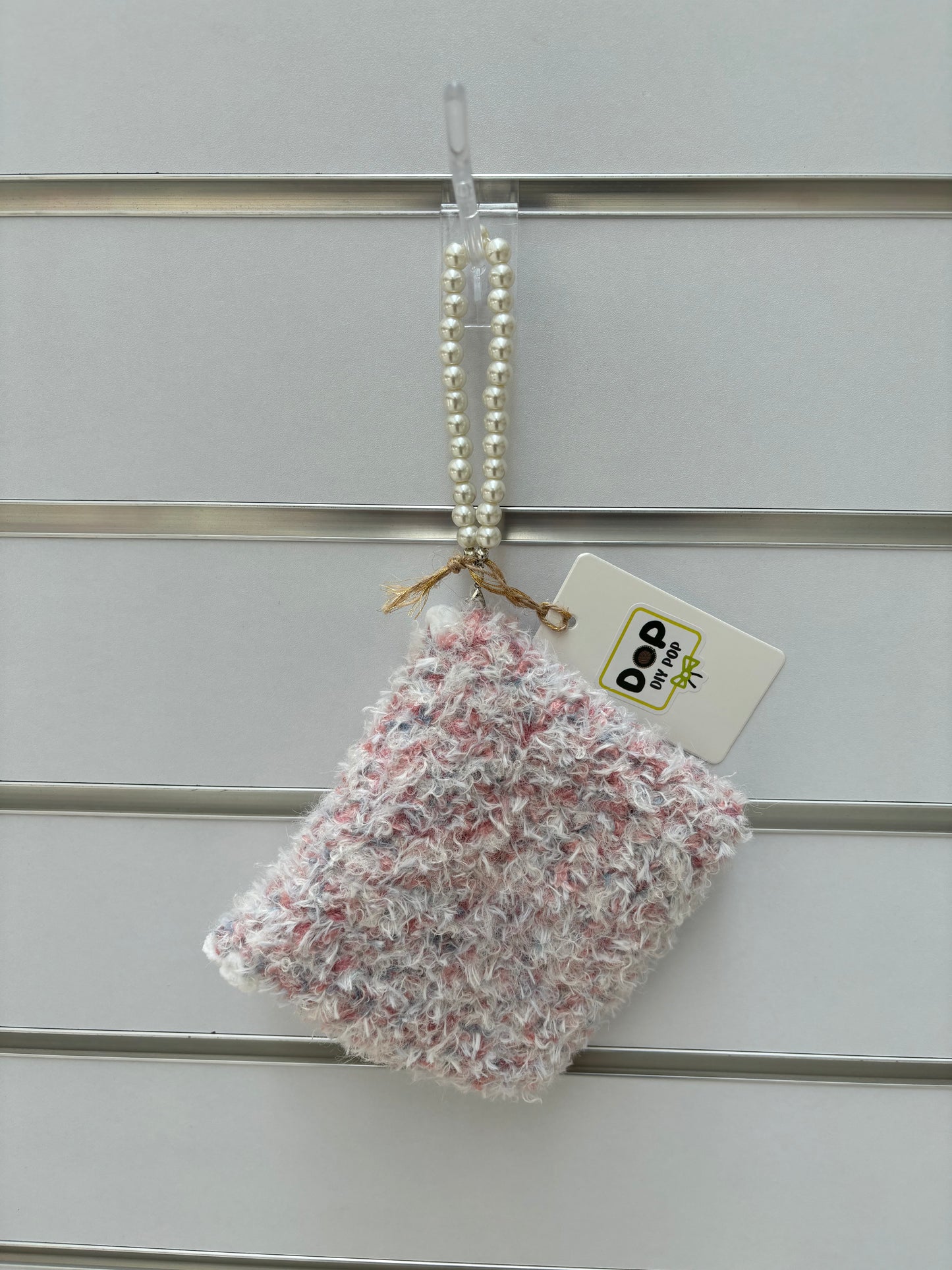 Fuzzy Crochet Mini Purse with Pearl Handle