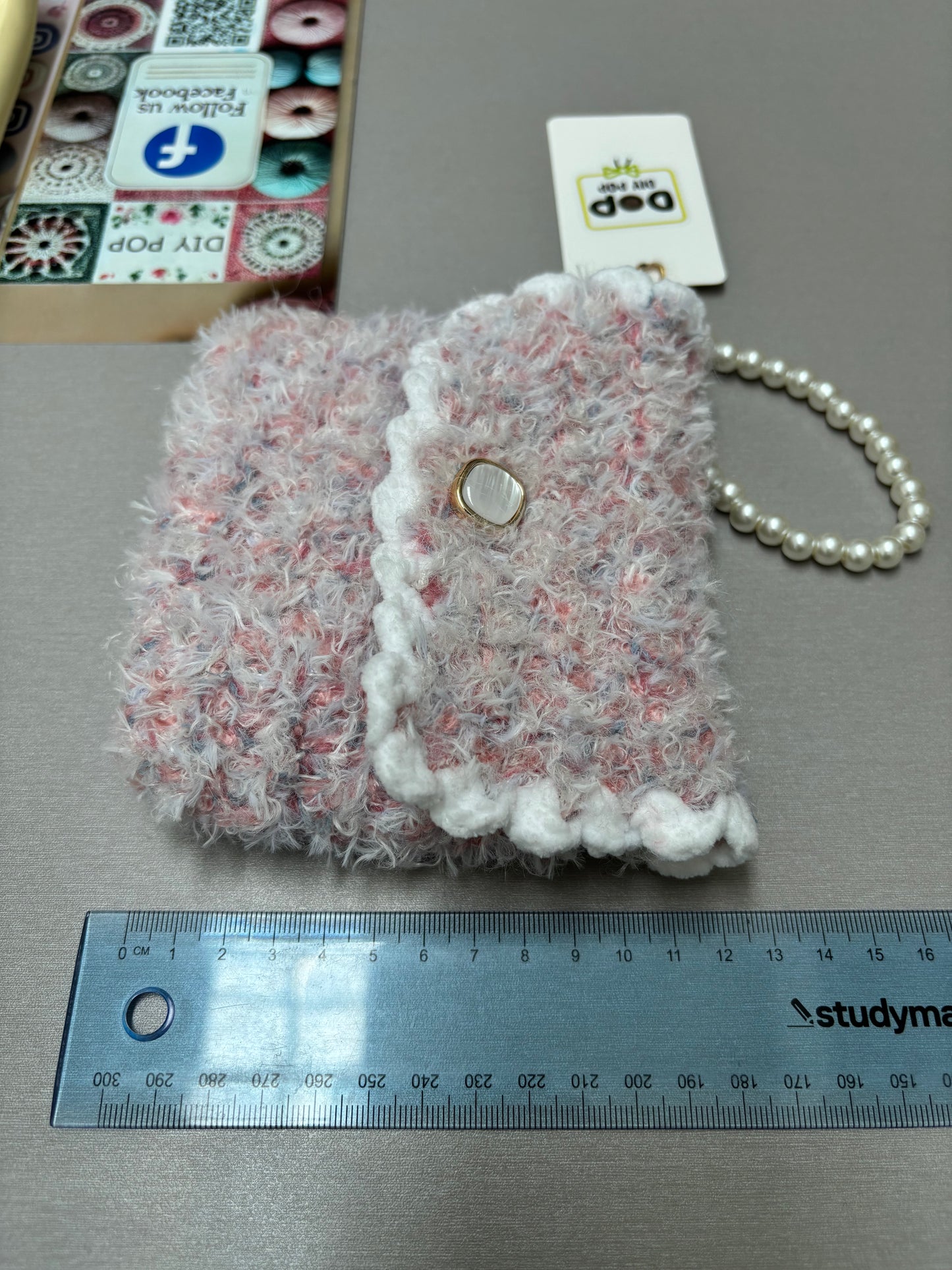Fuzzy Crochet Mini Purse with Pearl Handle