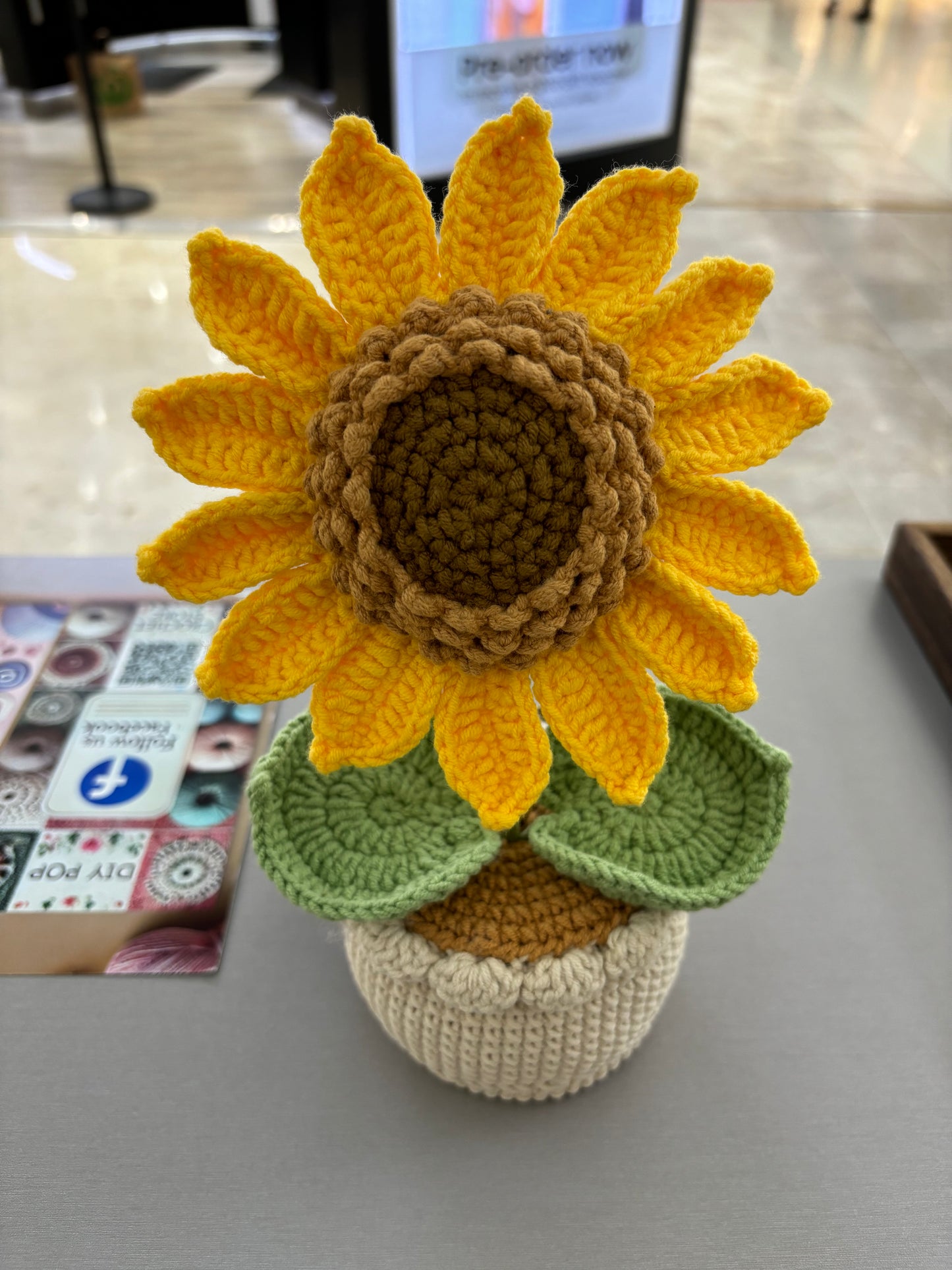 Handmade Crochet Sunflower in Pot