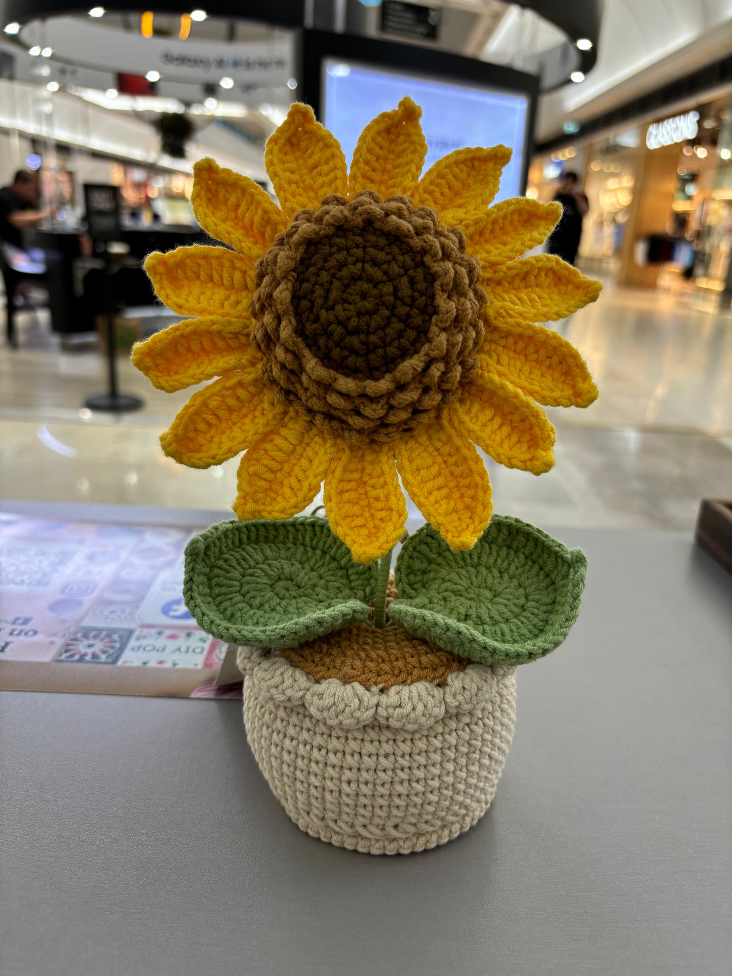 Handmade Crochet Sunflower in Pot