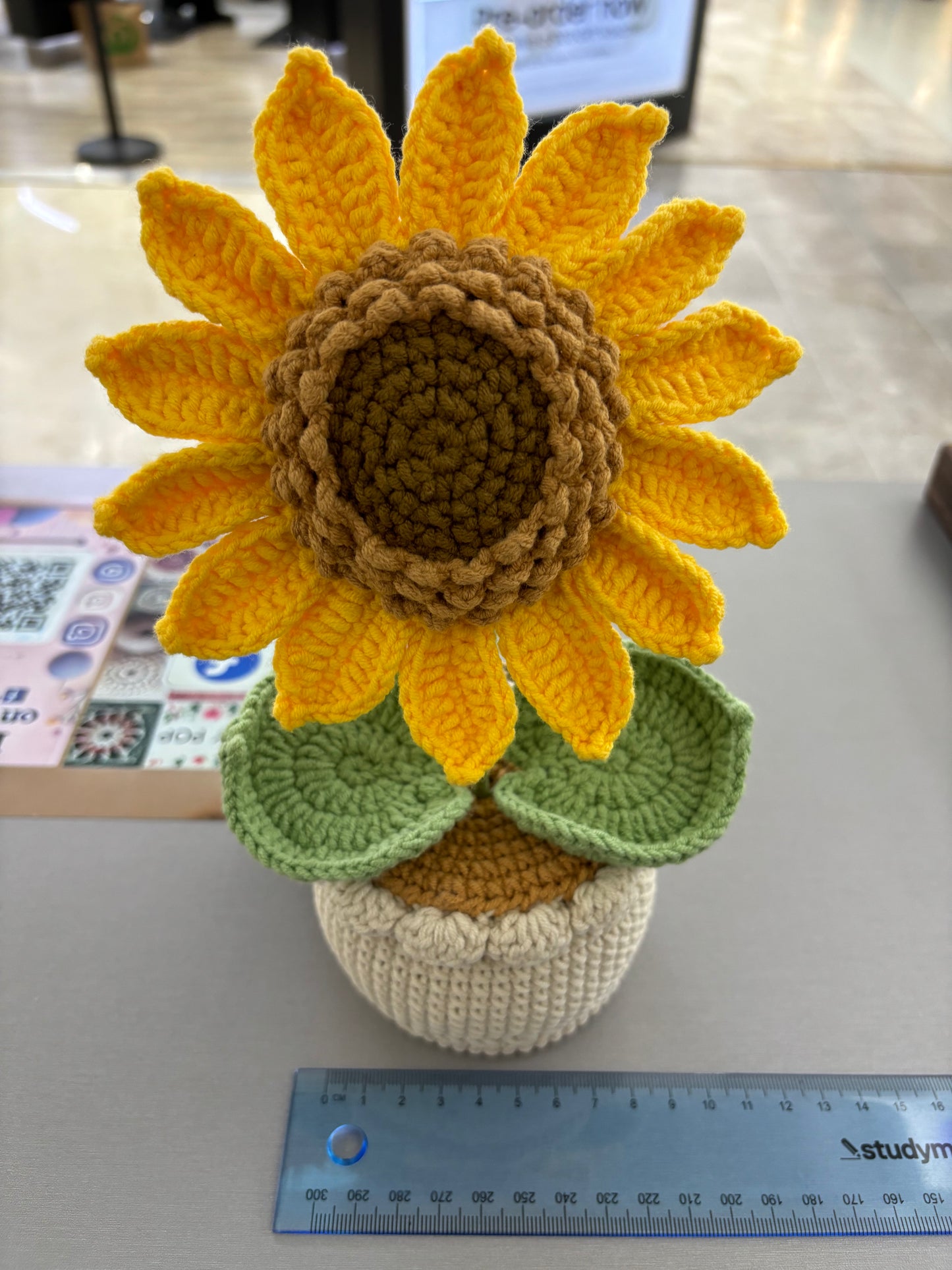 Handmade Crochet Sunflower in Pot