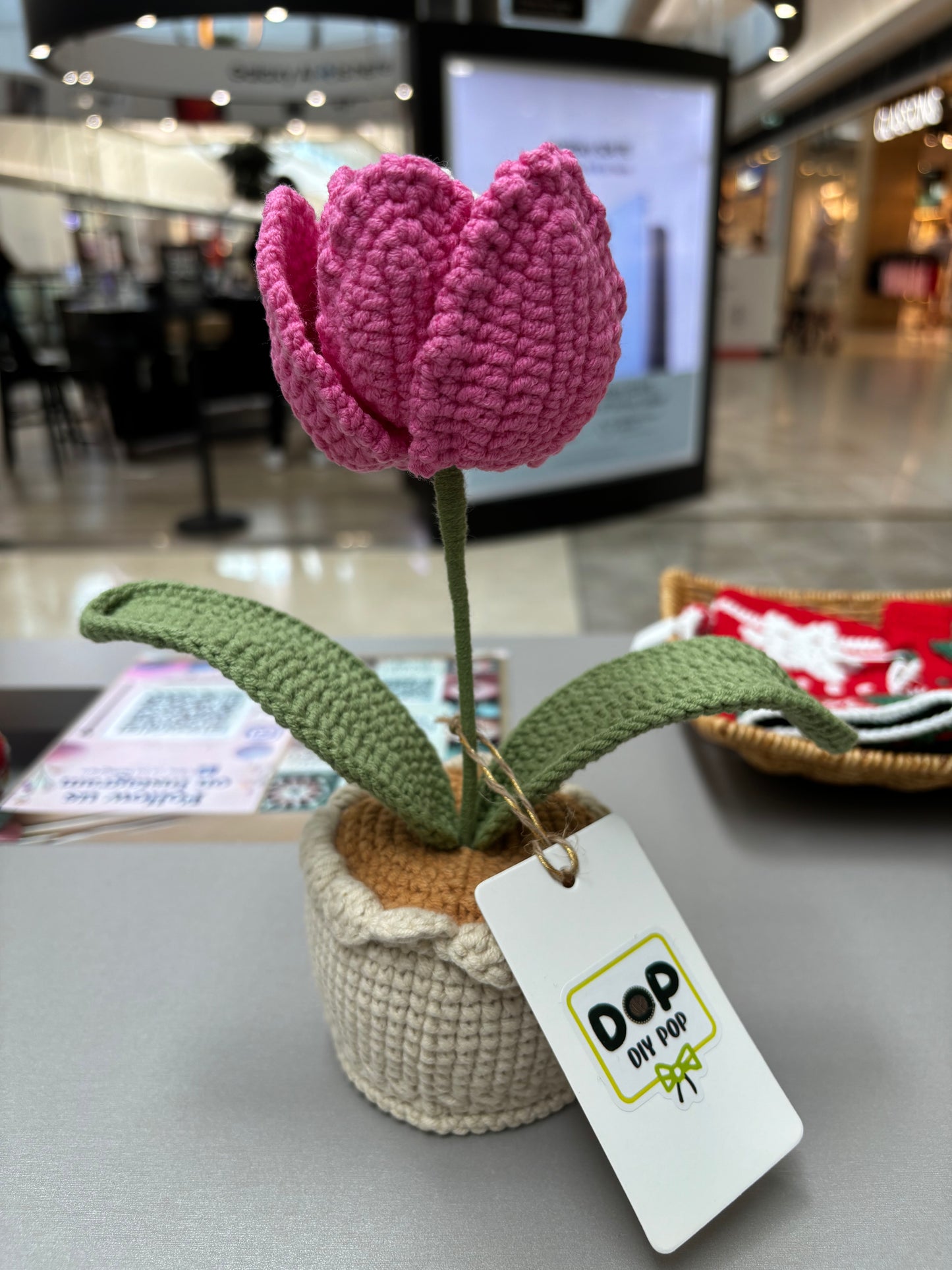 Handmade Crochet Tulip Pot with Bunny