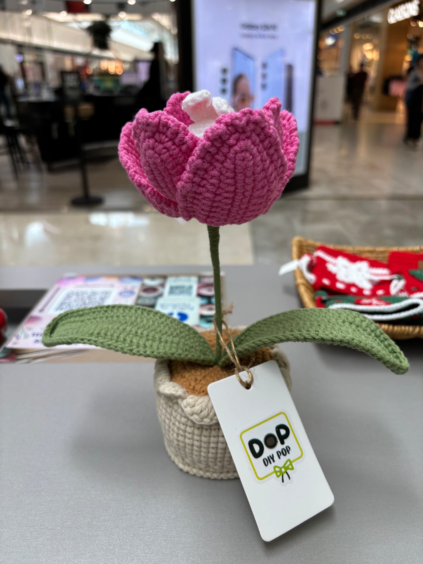 Handmade Crochet Tulip Pot with Bunny