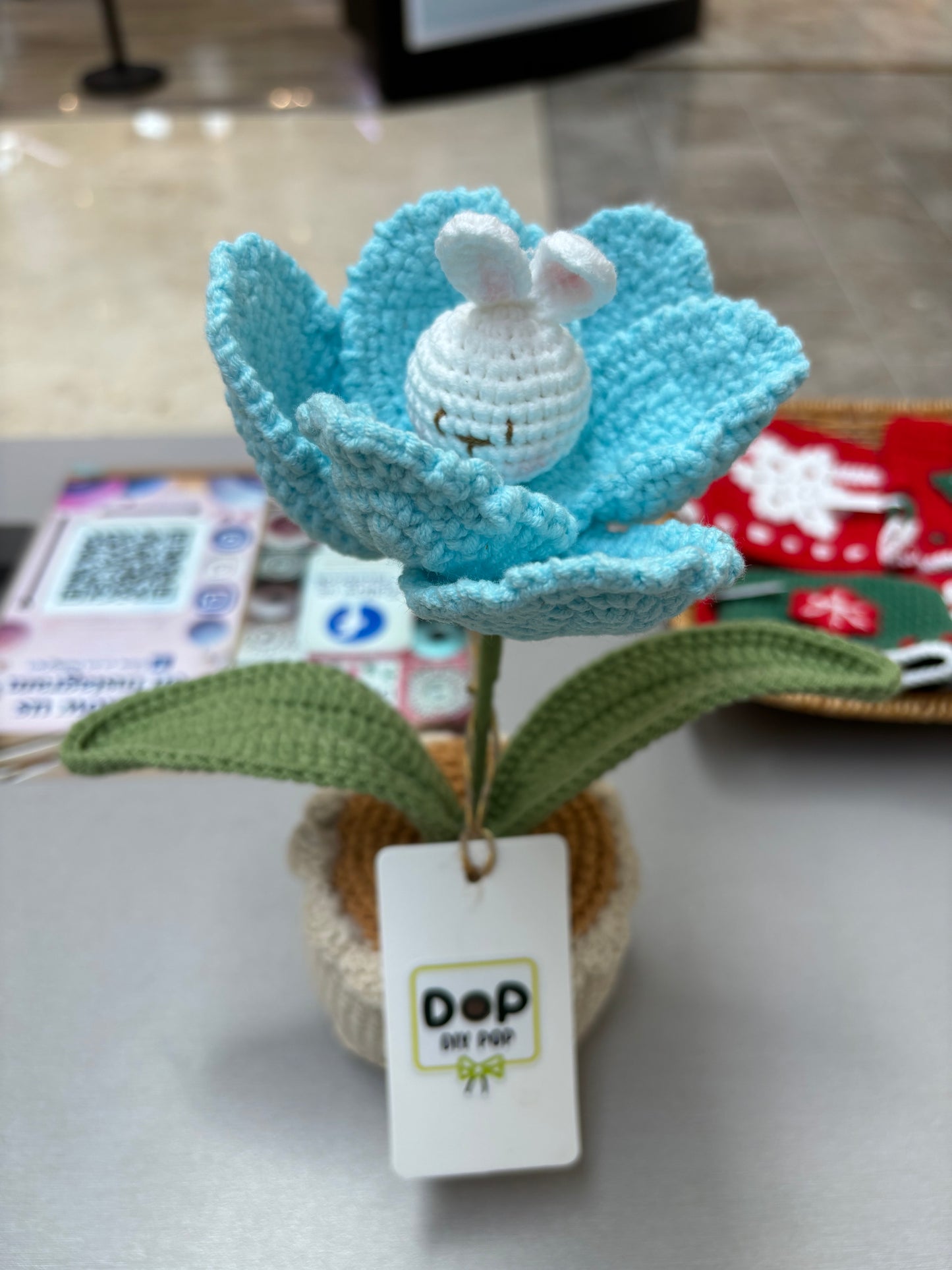 Handmade Crochet Tulip Pot with Bunny