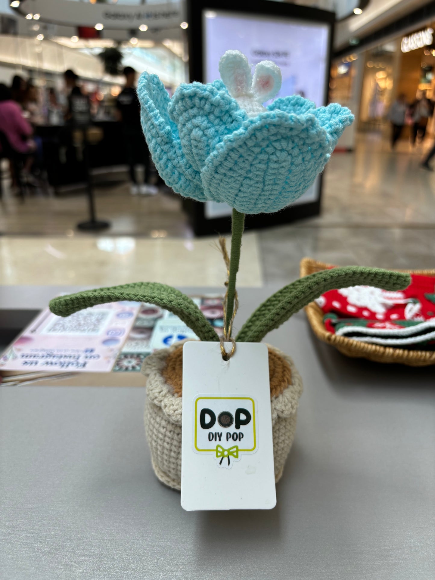Handmade Crochet Tulip Pot with Bunny