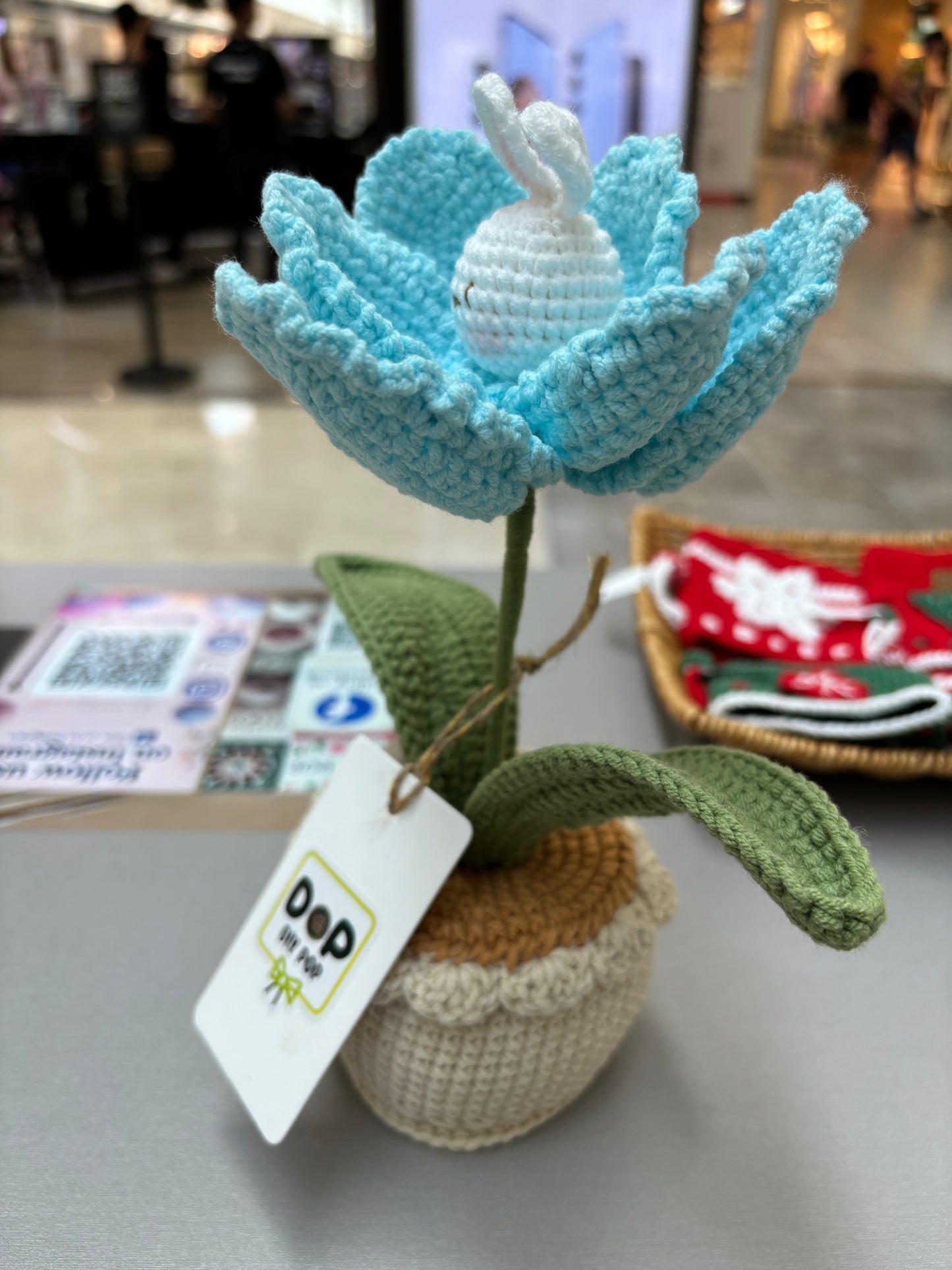 Handmade Crochet Tulip Pot with Bunny