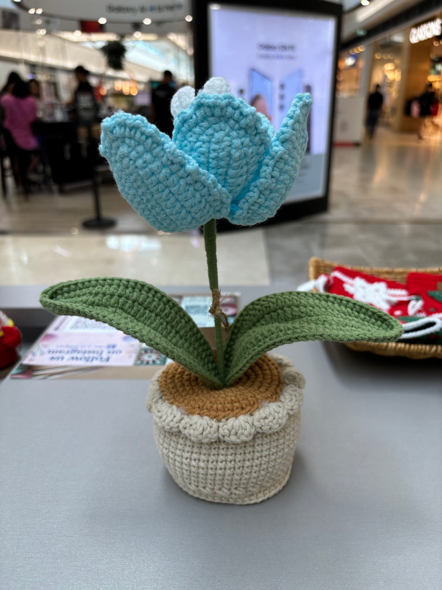 Handmade Crochet Tulip Pot with Bunny