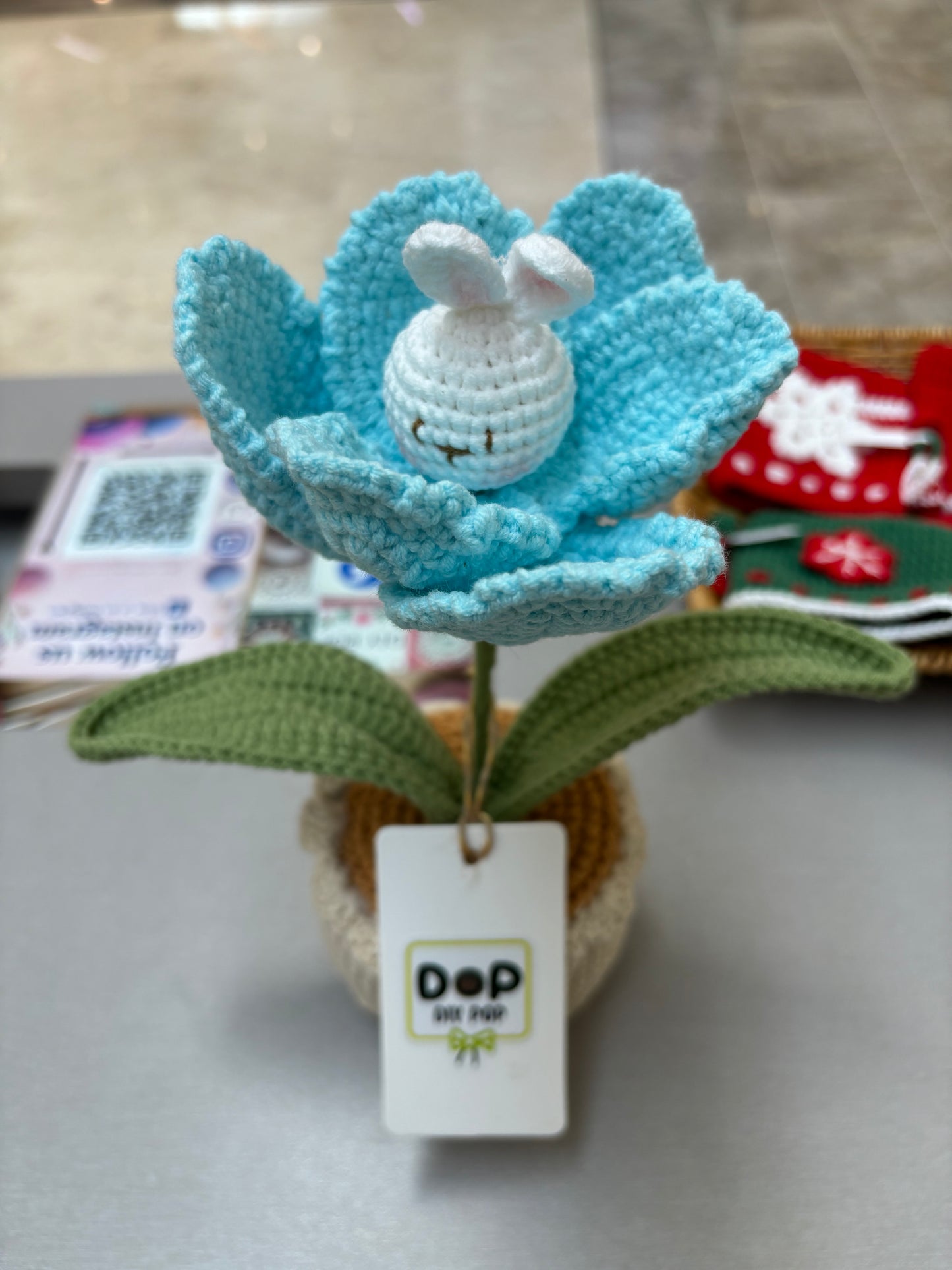 Handmade Crochet Tulip Pot with Bunny