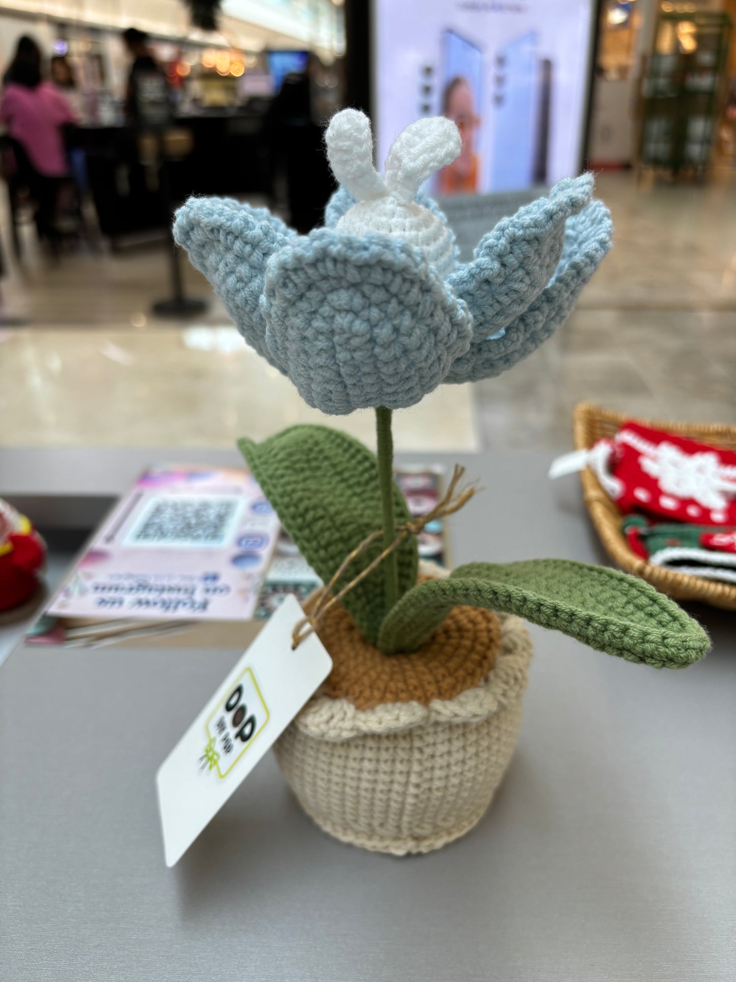 Handmade Crochet Tulip Pot with Bunny