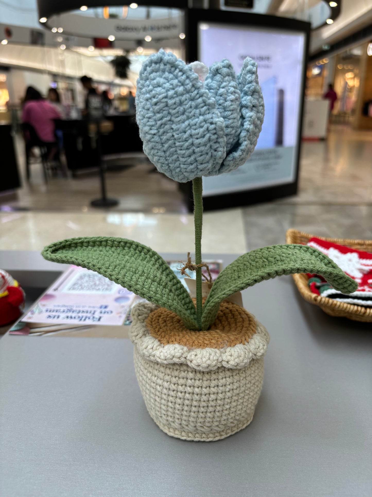 Handmade Crochet Tulip Pot with Bunny
