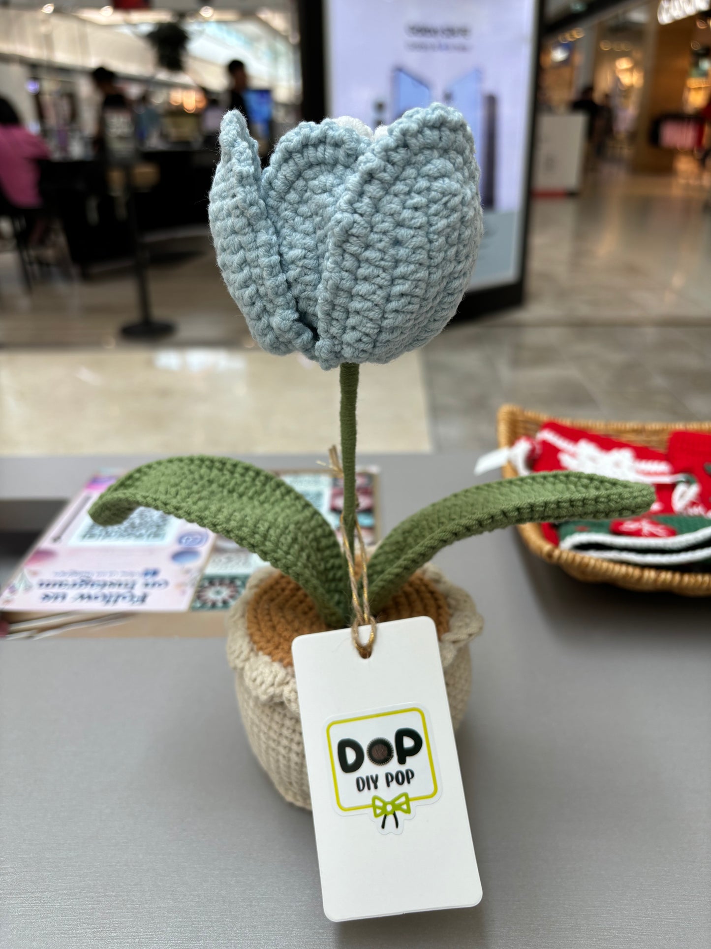 Handmade Crochet Tulip Pot with Bunny