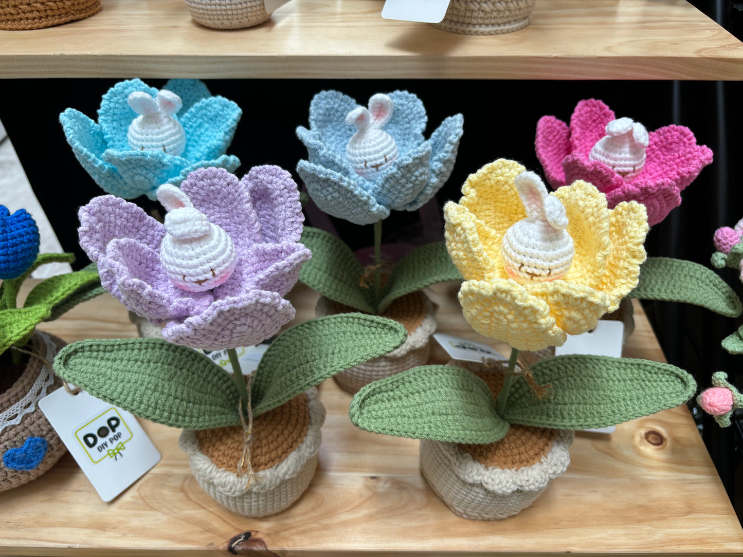 Handmade Crochet Tulip Pot with Bunny