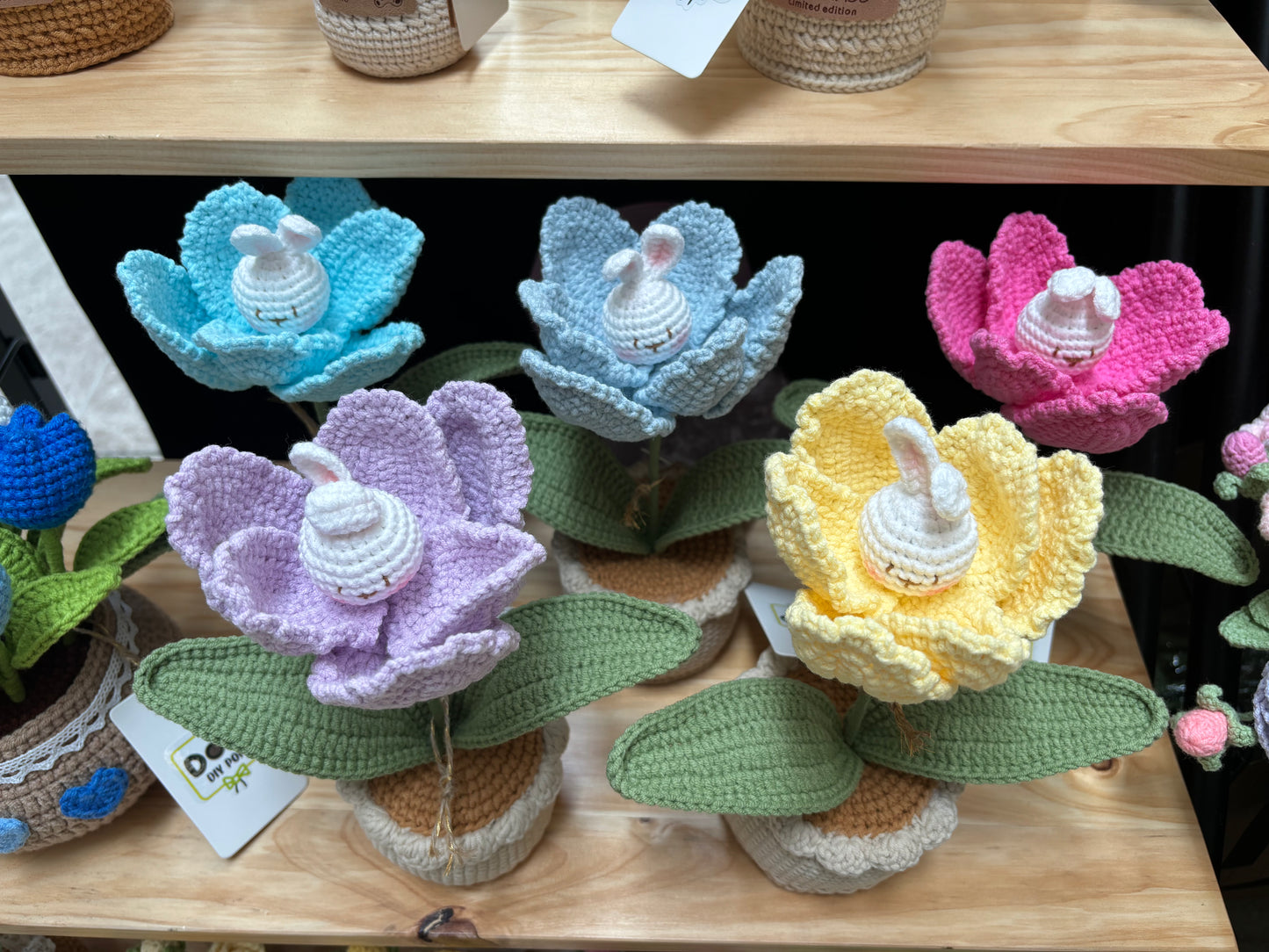 Handmade Crochet Tulip Pot with Bunny