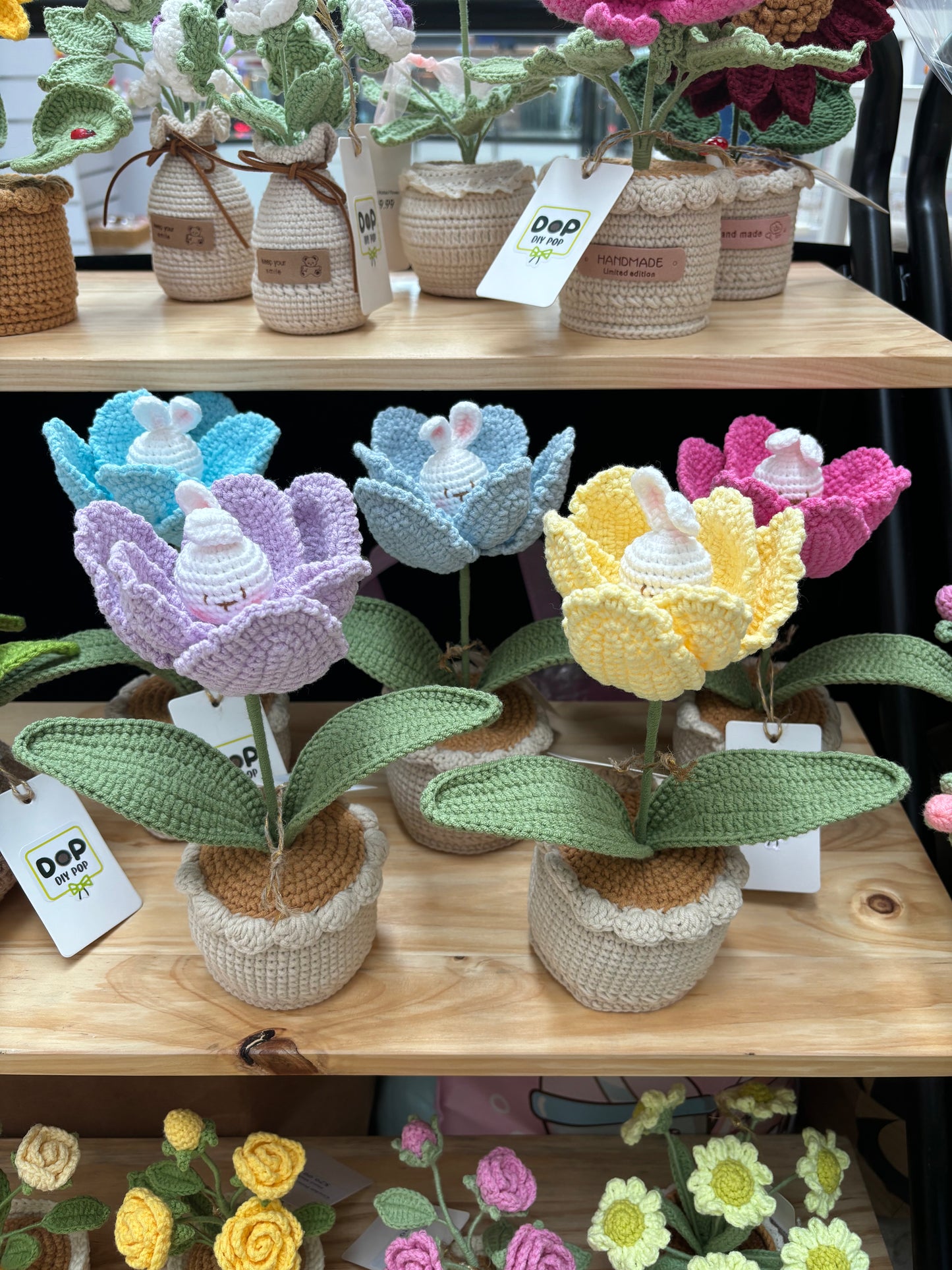 Handmade Crochet Tulip Pot with Bunny