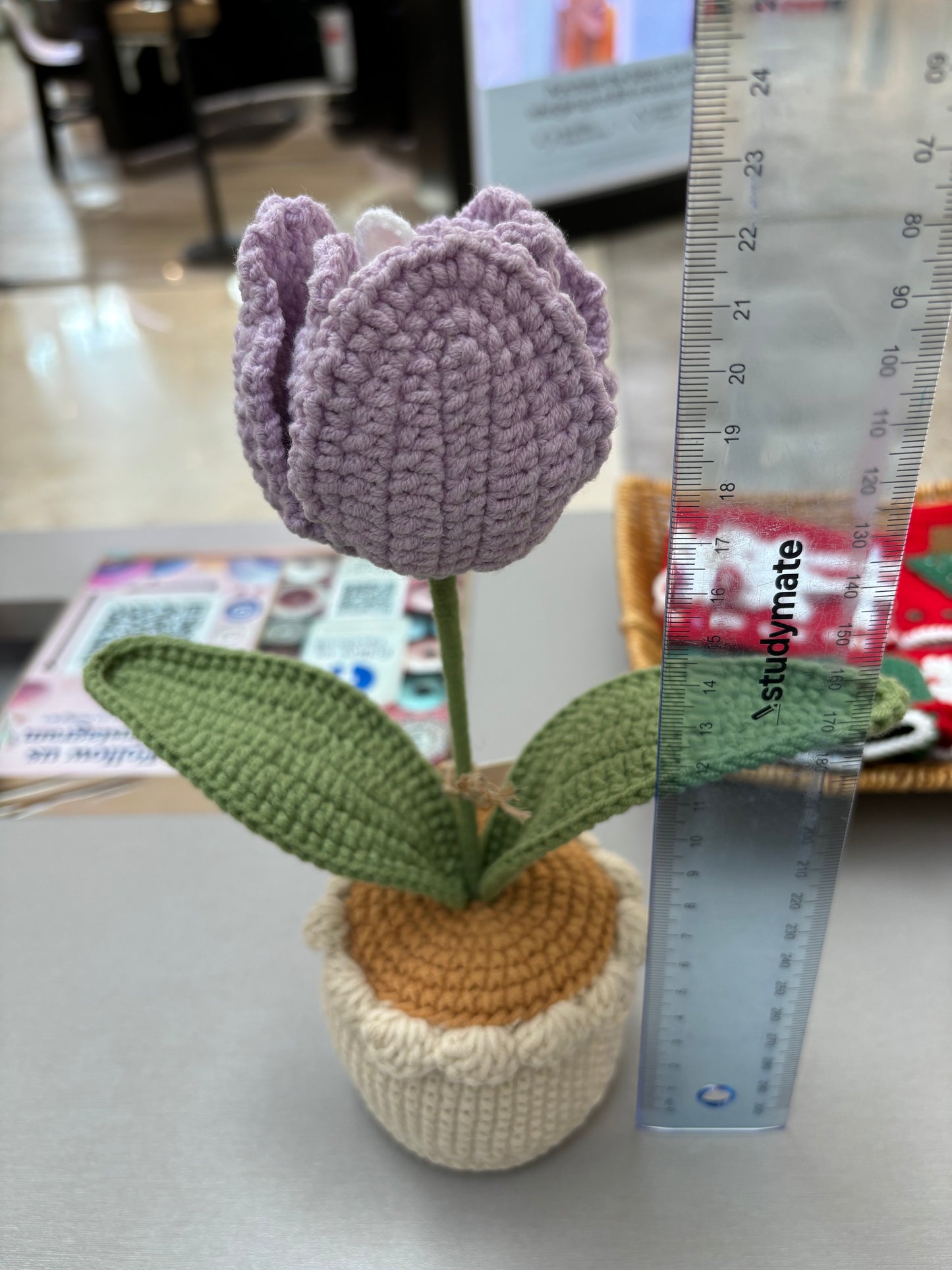 Handmade Crochet Tulip Pot with Bunny
