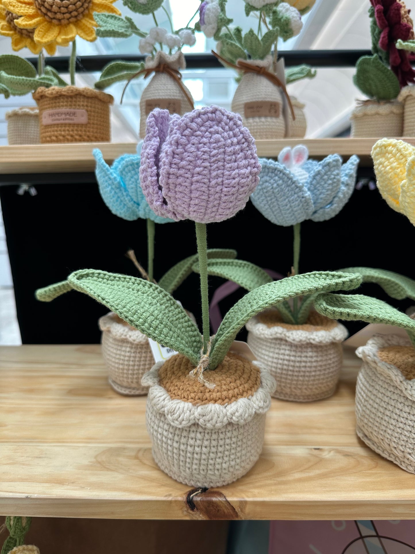 Handmade Crochet Tulip Pot with Bunny