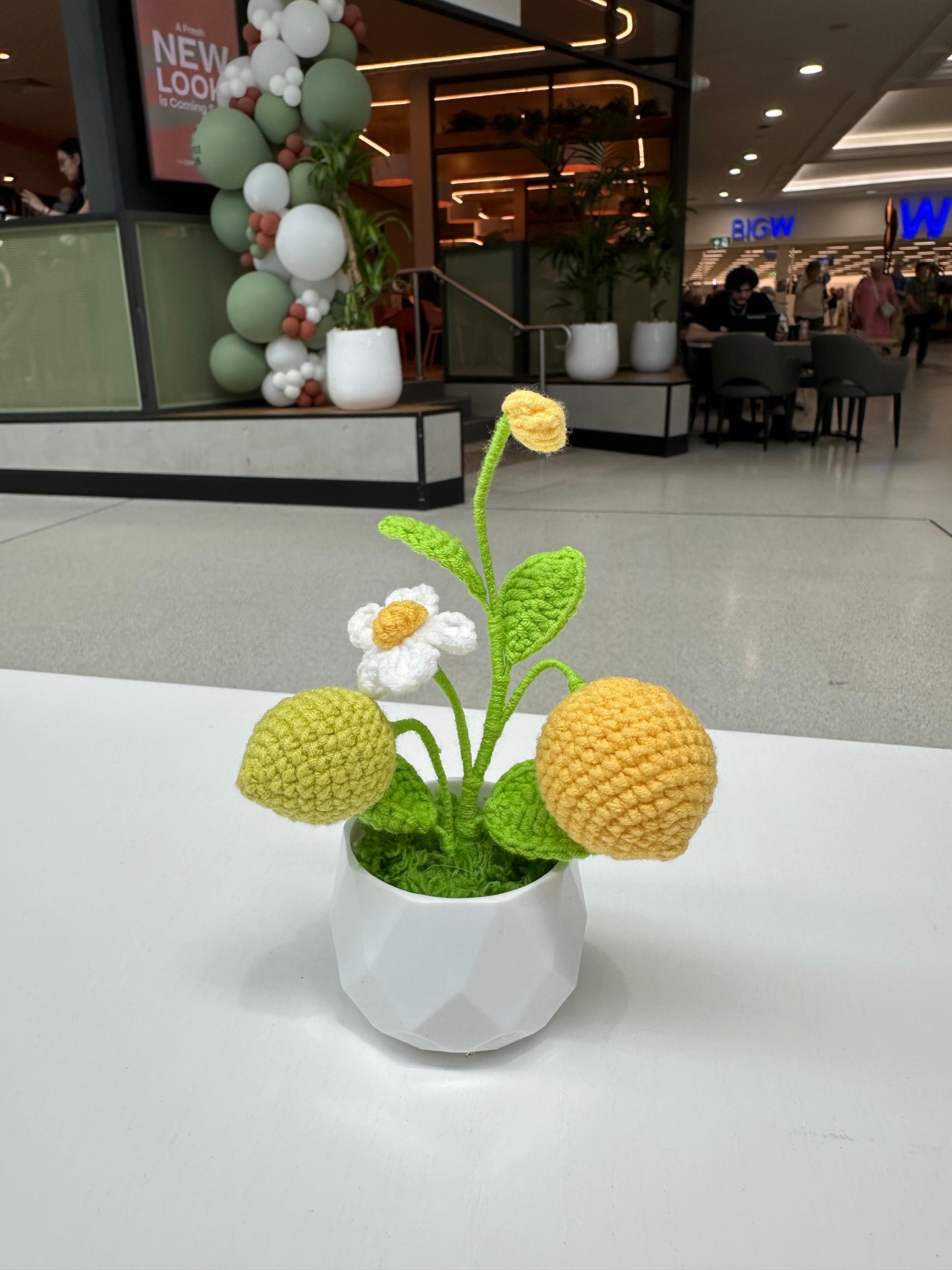Handmade Crochet Lemon Tree Decor in White Pot