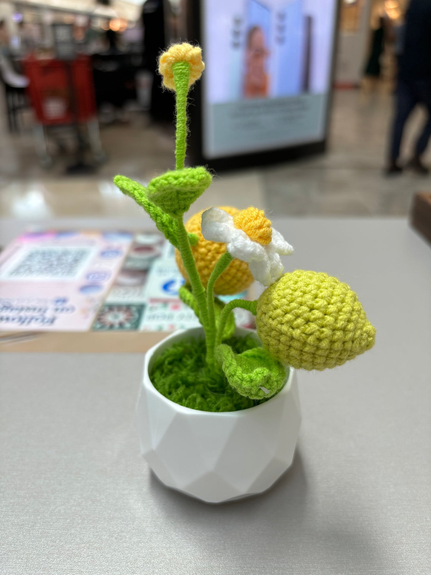 Handmade Crochet Lemon Tree Decor in White Pot