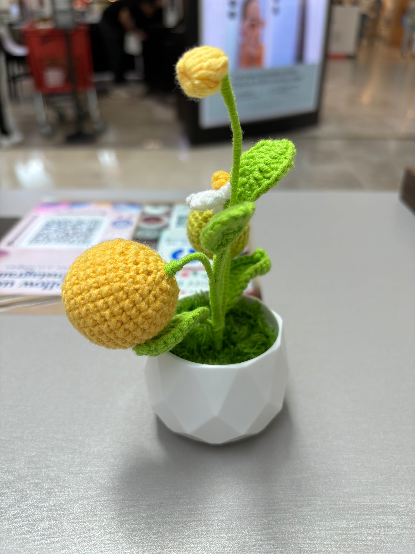 Handmade Crochet Lemon Tree Decor in White Pot