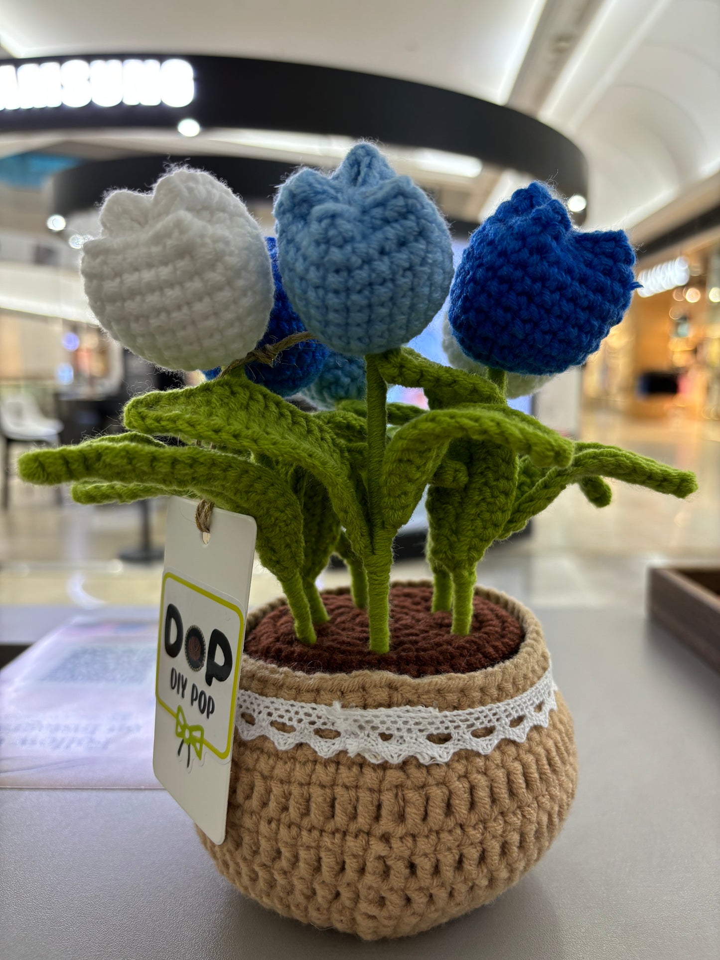 Handmade Crochet Tulip Bouquet in Decorative Pot