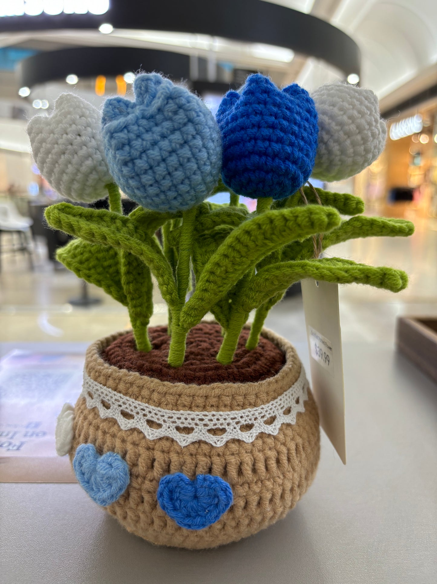 Handmade Crochet Tulip Bouquet in Decorative Pot