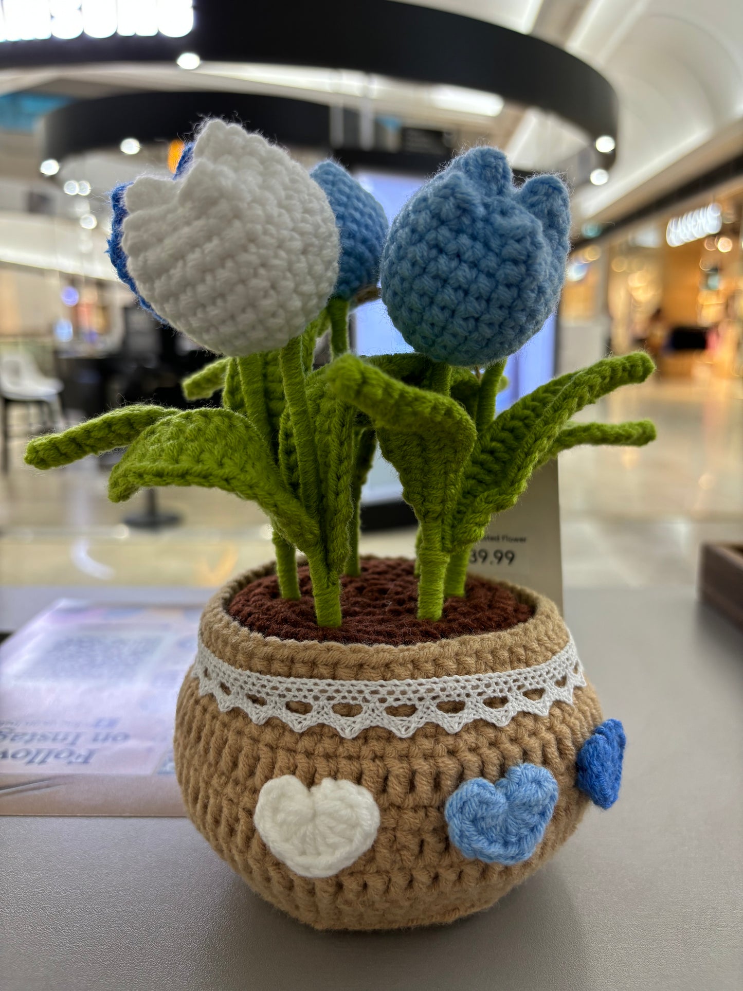 Handmade Crochet Tulip Bouquet in Decorative Pot