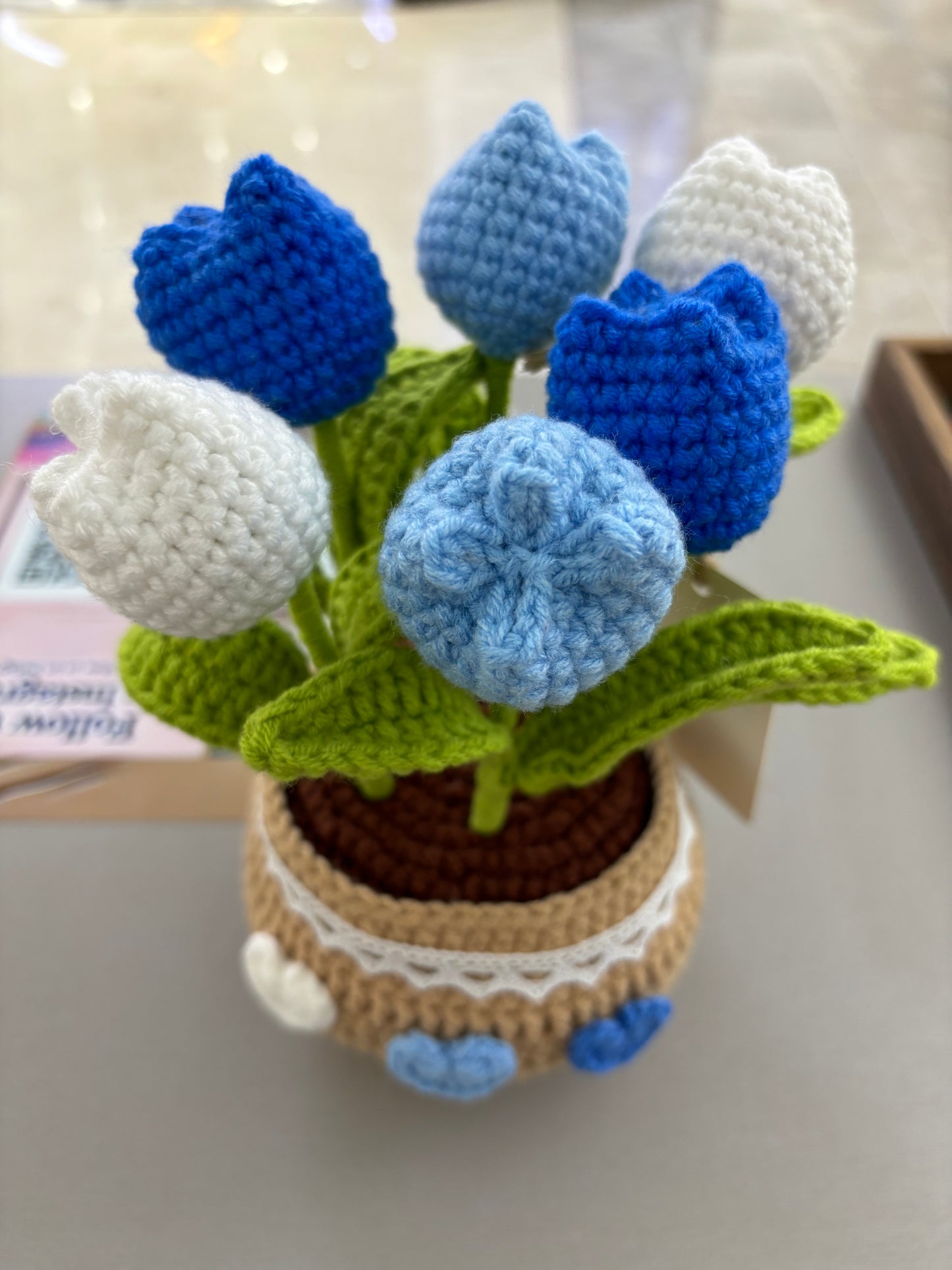 Handmade Crochet Tulip Bouquet in Decorative Pot