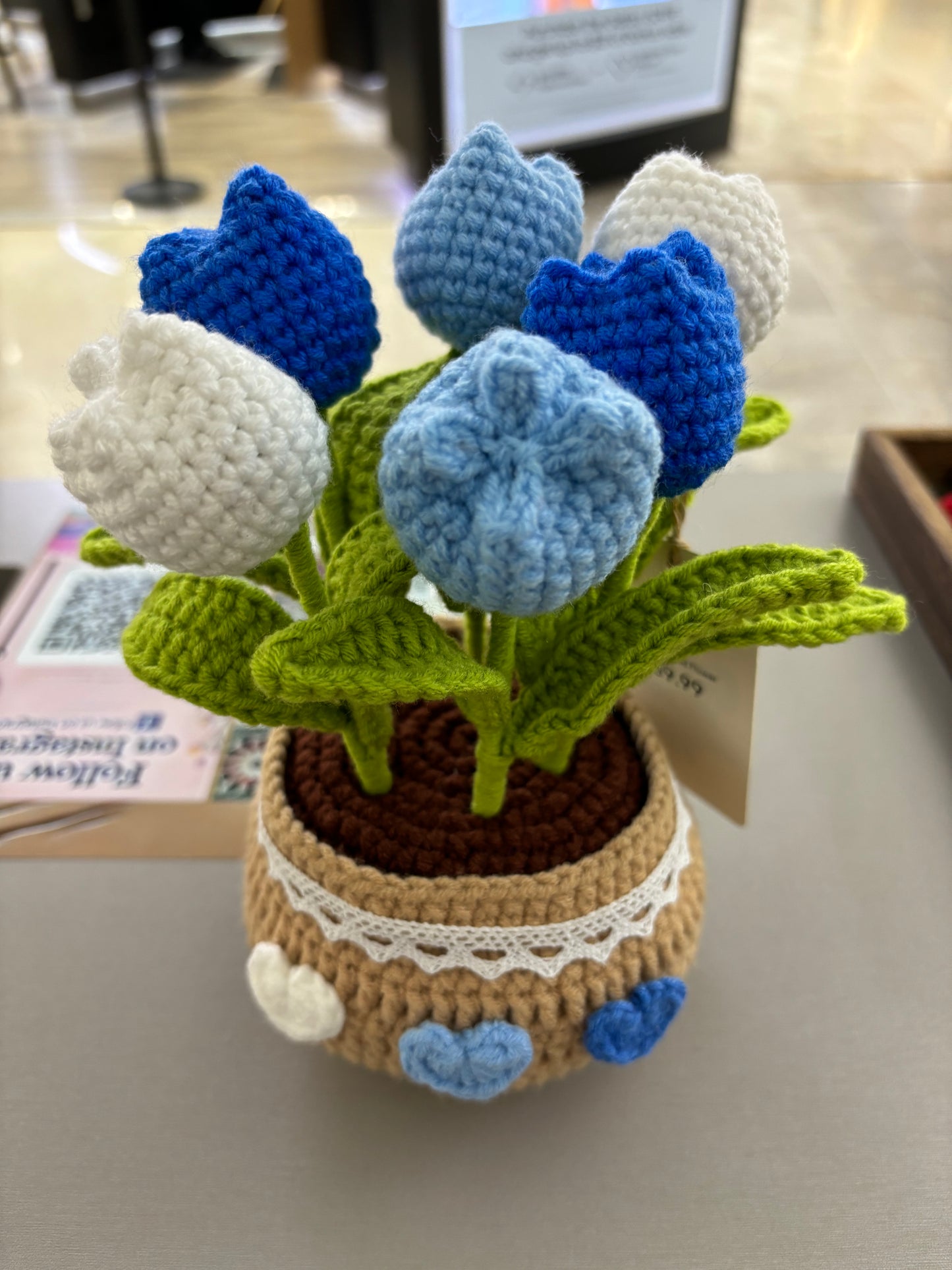 Handmade Crochet Tulip Bouquet in Decorative Pot